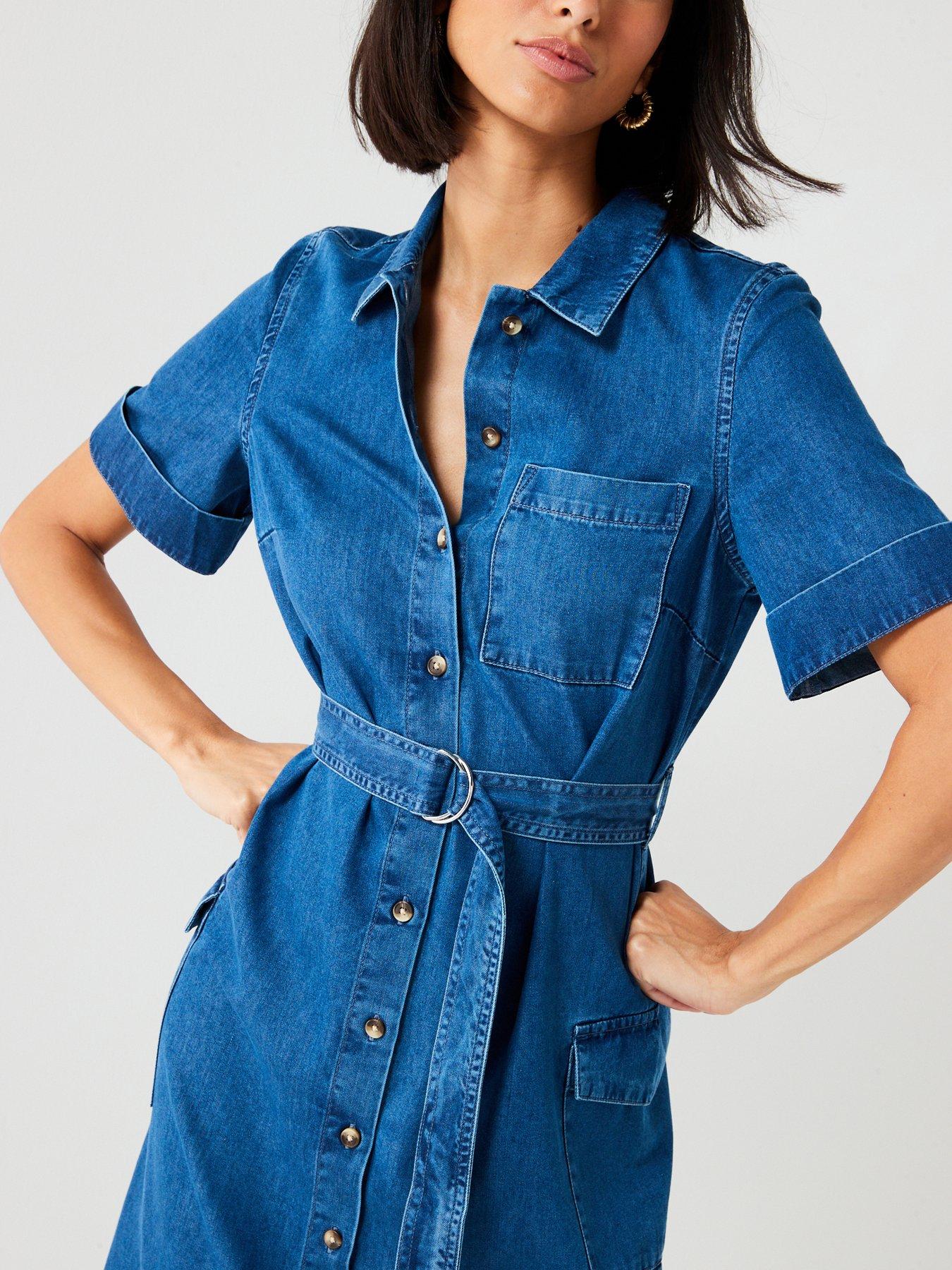 v-by-very-denim-midi-shirt-dress-bluedetail