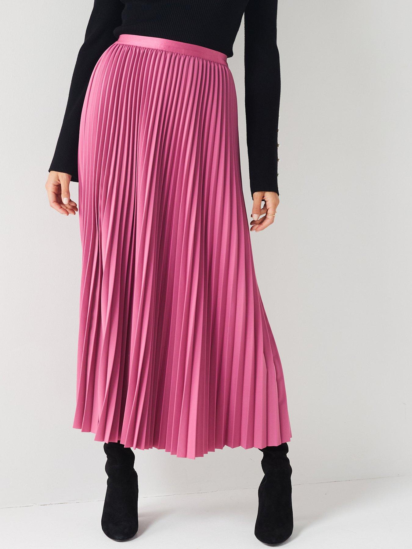 Dorothy Perkins Tall Pink Mesh Pleat Midi Skirt, $39, Dorothy Perkins