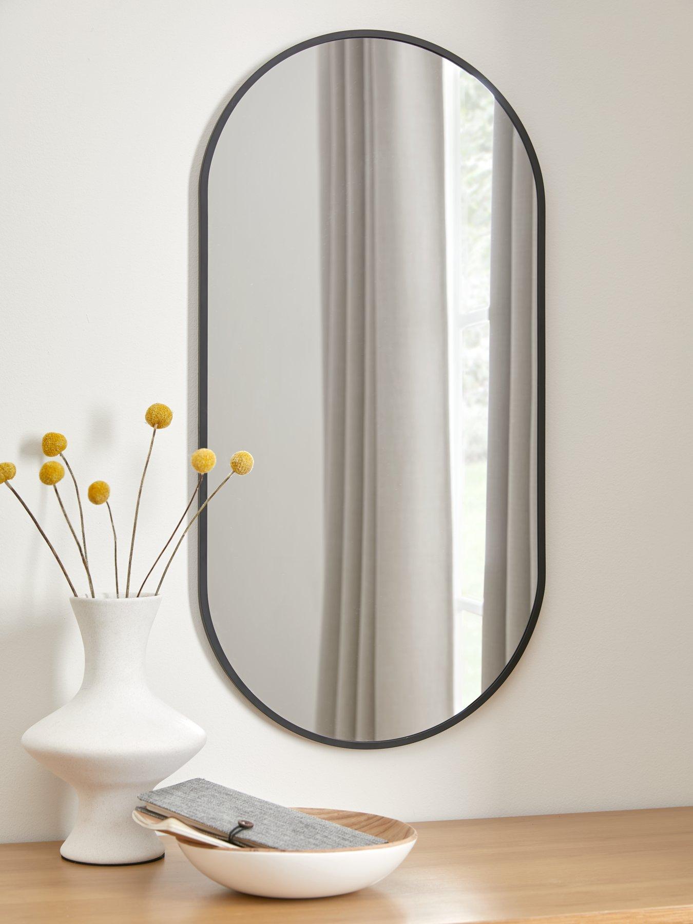 The Very Collection Cagli Oval Mirror - Black 40x80cm