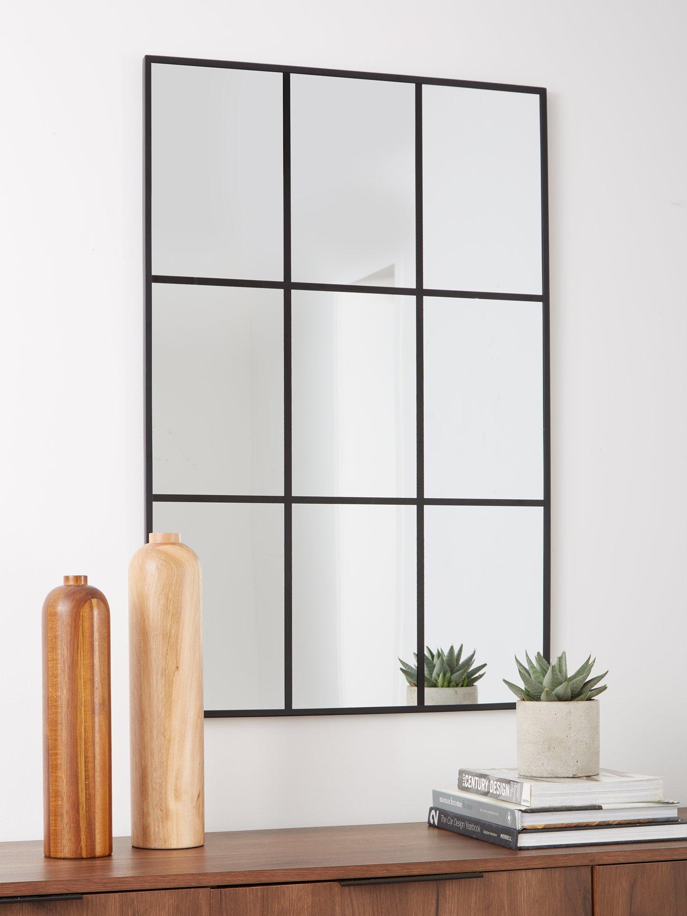 The Very Collection Cino Window Pane Mirror - Black 60x90cm