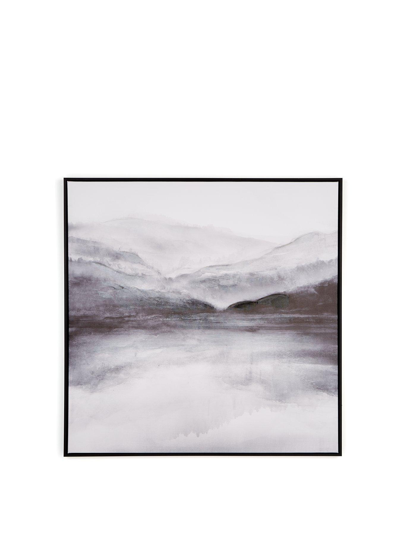 Image 2 of 6 of The Very Collection Dark Smoke Landscape Framed Printed Canvas 80x80cm