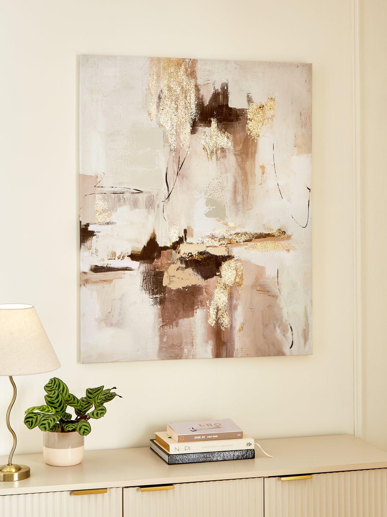 Image of Very Home Abstract Hand Paint/Gold Leaf Canvas 80x100cm