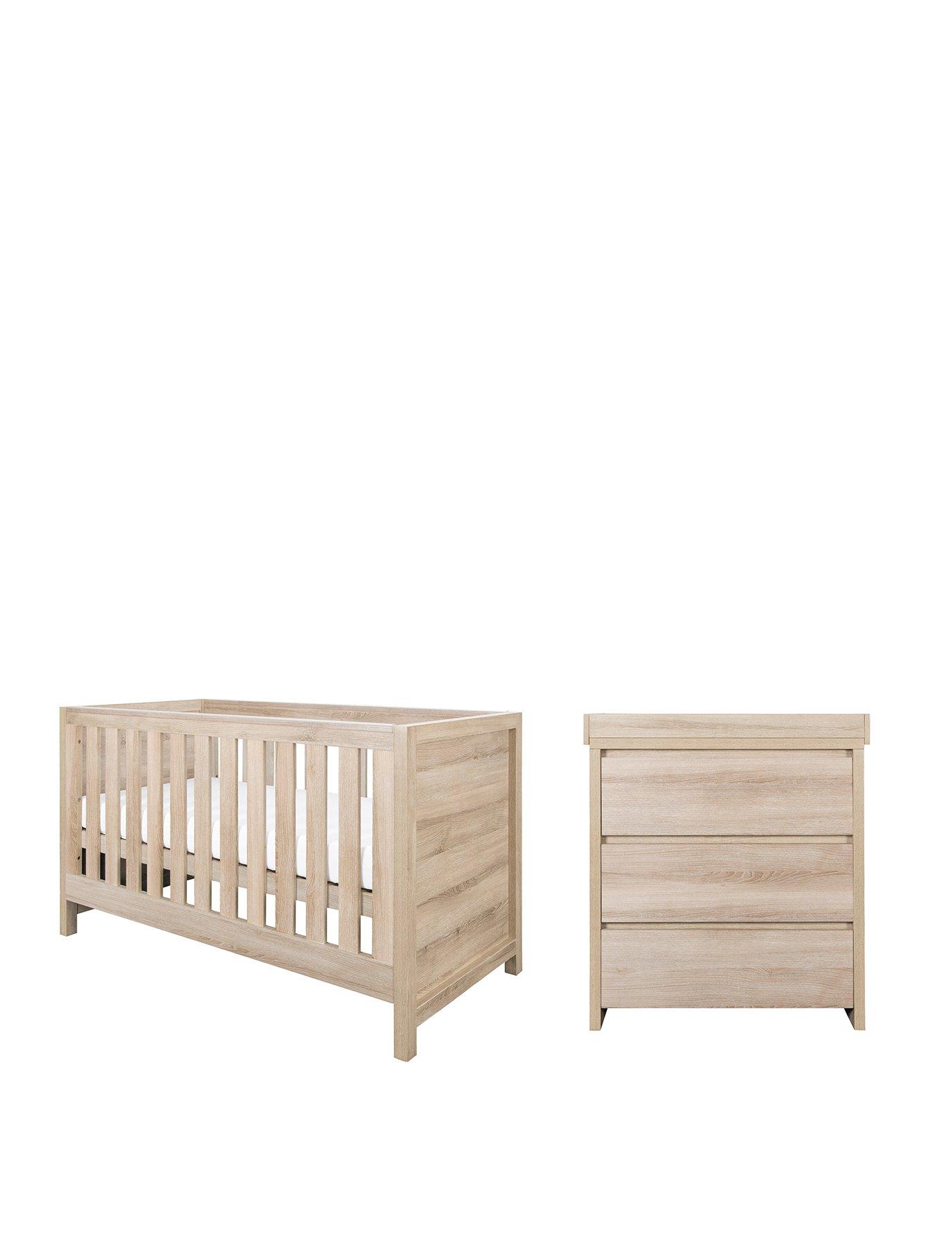 Image 2 of 7 of Tutti Bambini Modena 2 Piece Furniture Set - Oak (Cot Bed, Sprung Mattresss and Chest Changer)