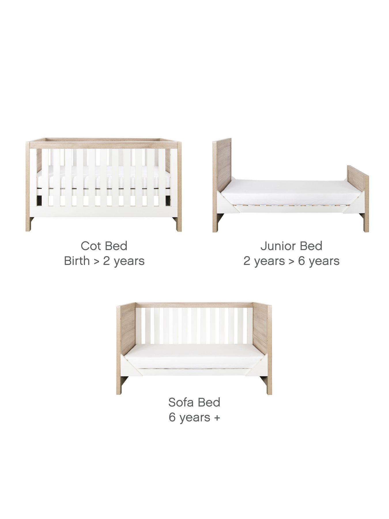 Image 4 of 6 of Tutti Bambini Modena 2 Piece Furniture Set - White/Oak (Cot Bed, Sprung Mattresss and Chest Changer)