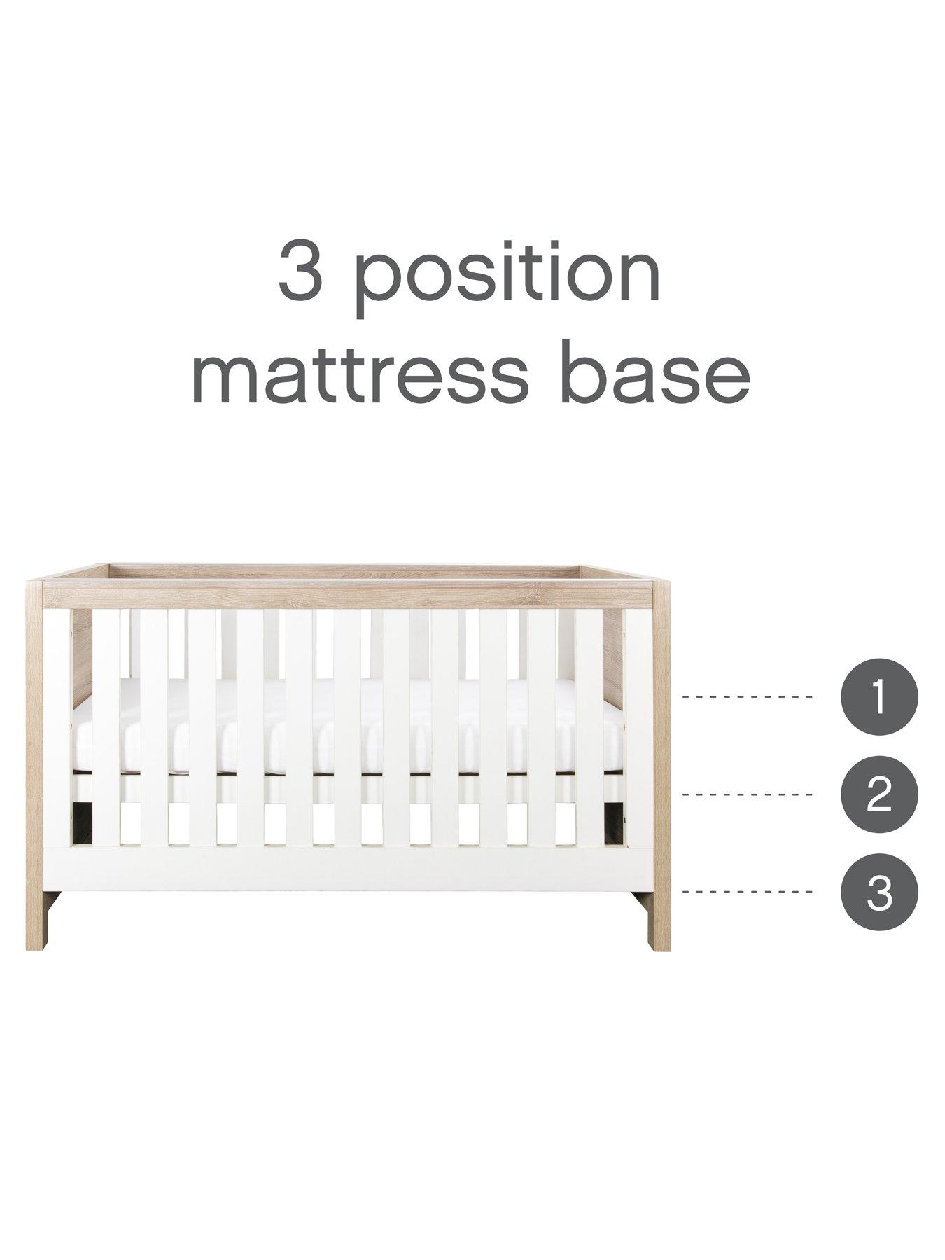 Image 5 of 6 of Tutti Bambini Modena 2 Piece Furniture Set - White/Oak (Cot Bed, Sprung Mattresss and Chest Changer)