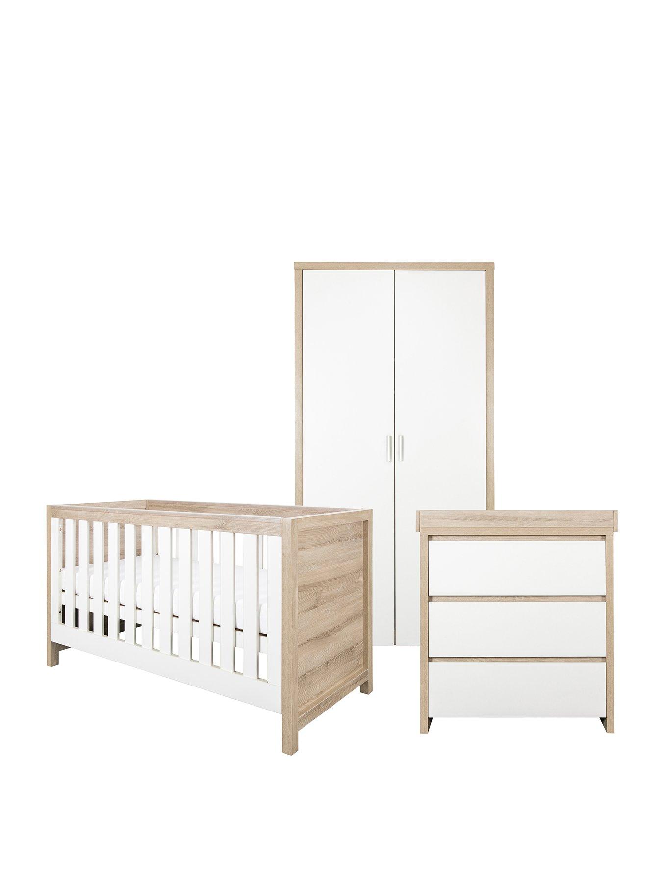 tutti-bambini-modena-4-piece-furniture-set--whiteoak-cot-bed-sprung-mattress-chest-changer-wardrobestillFront