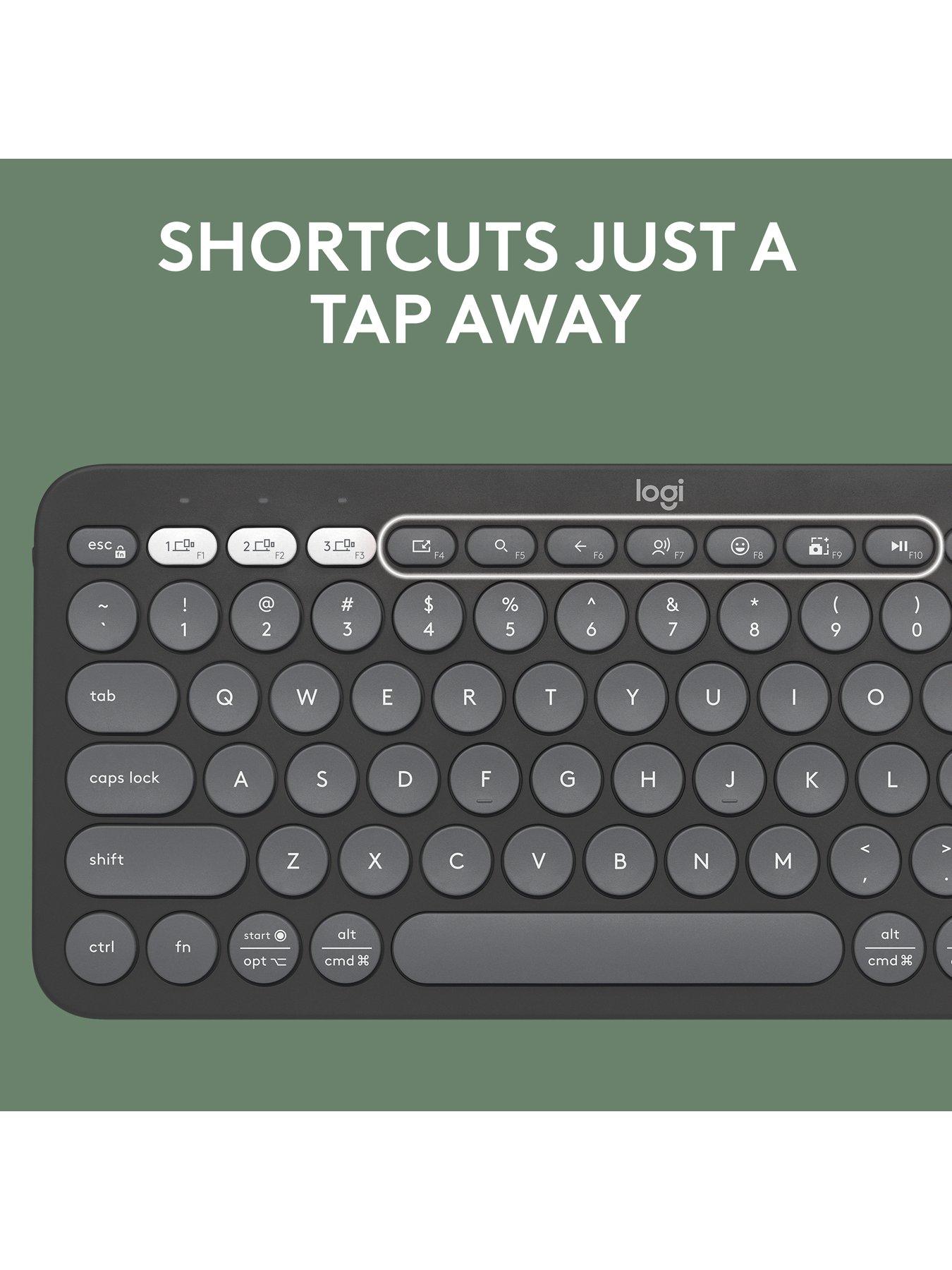 Image 4 of 7 of Logitech Pebble Keys 2 K380s, Multi-Device Bluetooth Wireless Keyboard, Slim and Portable - Graphite