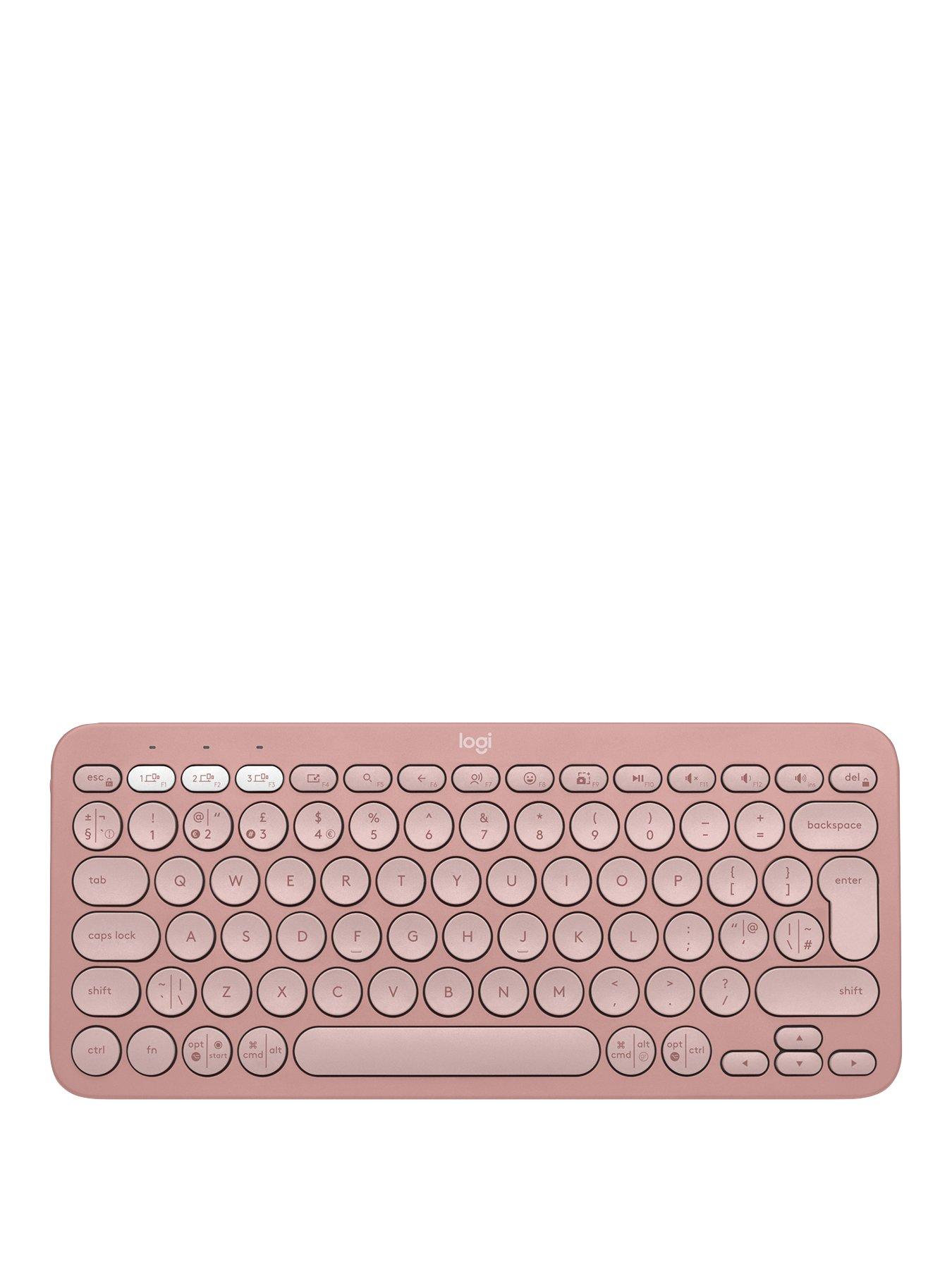Image 1 of 7 of Logitech Pebble Keys 2 K380s, Multi-Device Bluetooth Wireless Keyboard, Slim and Portable - Rose