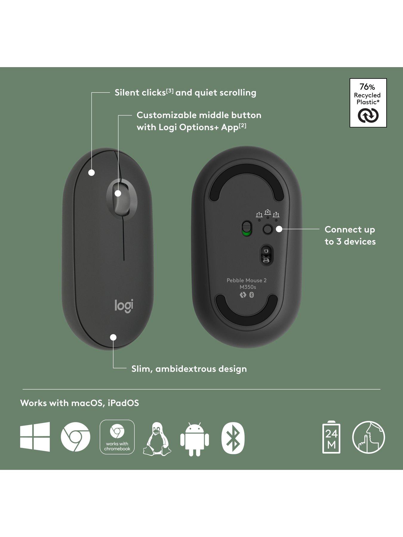 Image 6 of 7 of Logitech Pebble Mouse 2 M350s Slim Bluetooth Wireless Mouse, Lightweight, Quiet Clicks - Graphite