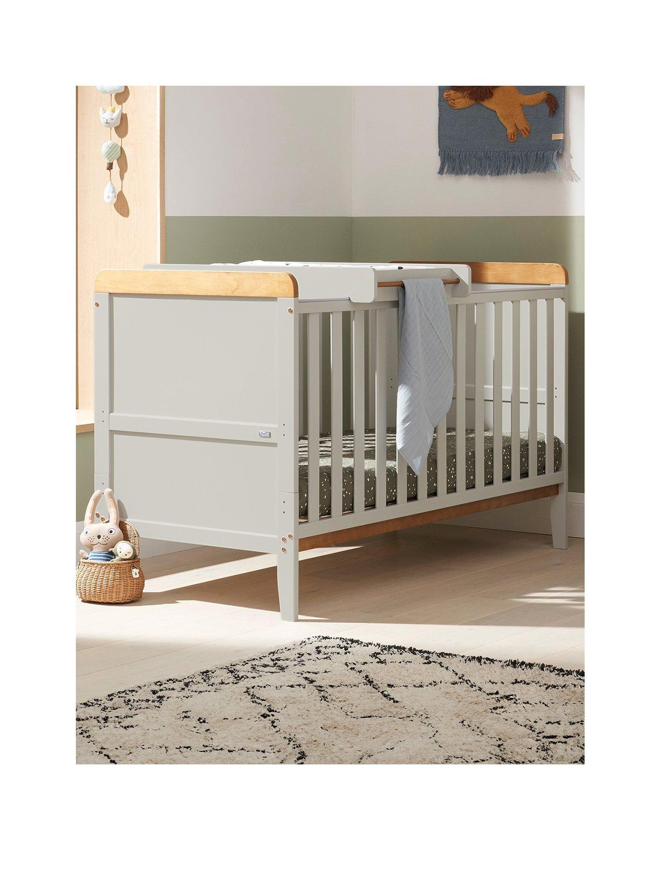 tutti-bambini-rio-5-piece-furniture-set--dove-greyoak-cot-bed-cot-top-changer-sprung-mattress-chest-changer-wardrobestillFront