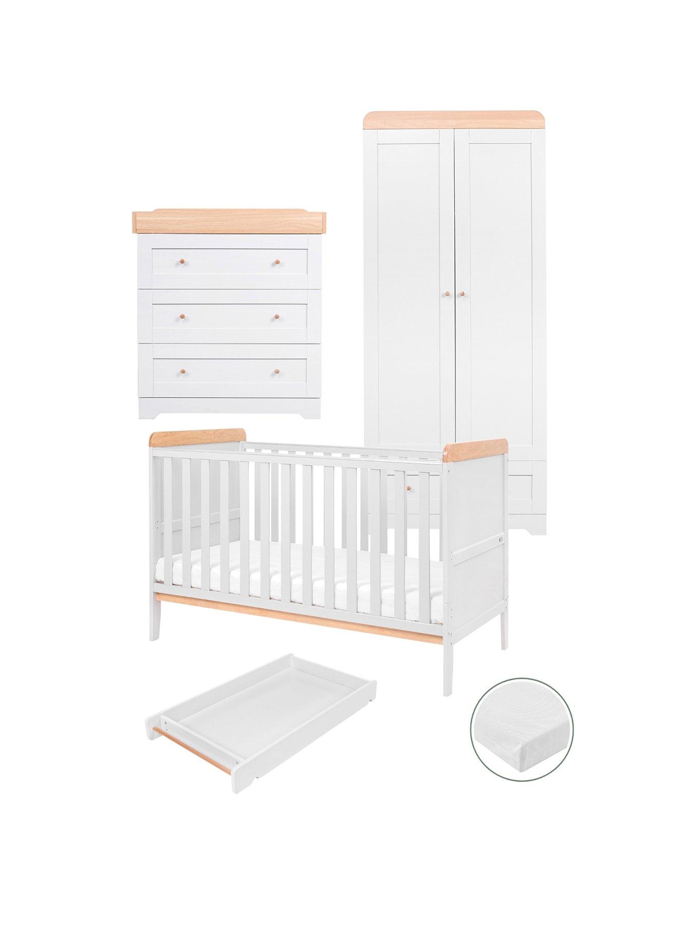 Image 2 of 7 of Tutti Bambini Rio 5 Piece Furniture Set- Dove Grey/Oak (Cot Bed, Cot Top Changer, Sprung Mattress, Chest Changer, Wardrobe)