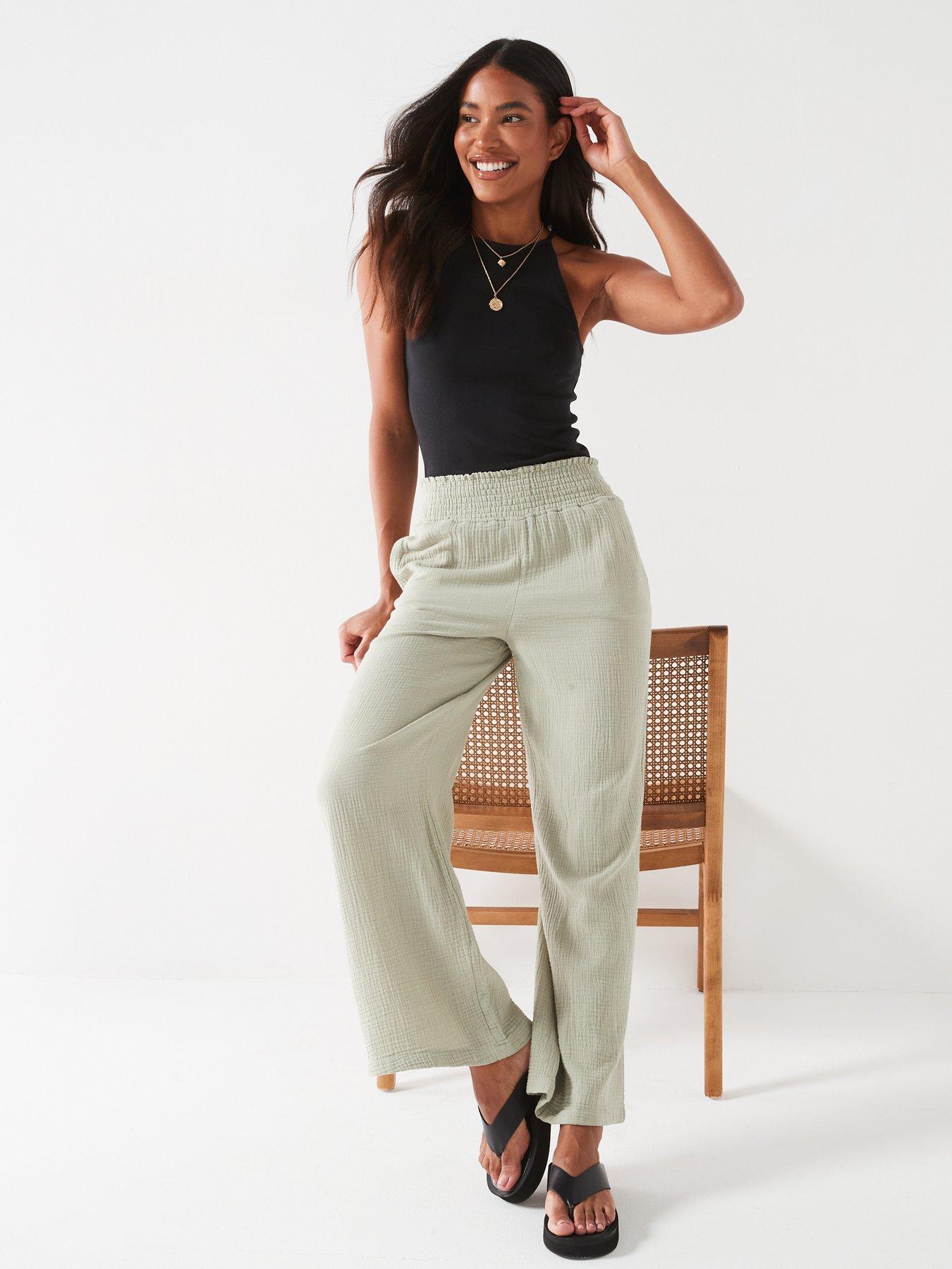 everyday-crinkle-cottonnbspwide-leg-trousers-khakioutfit