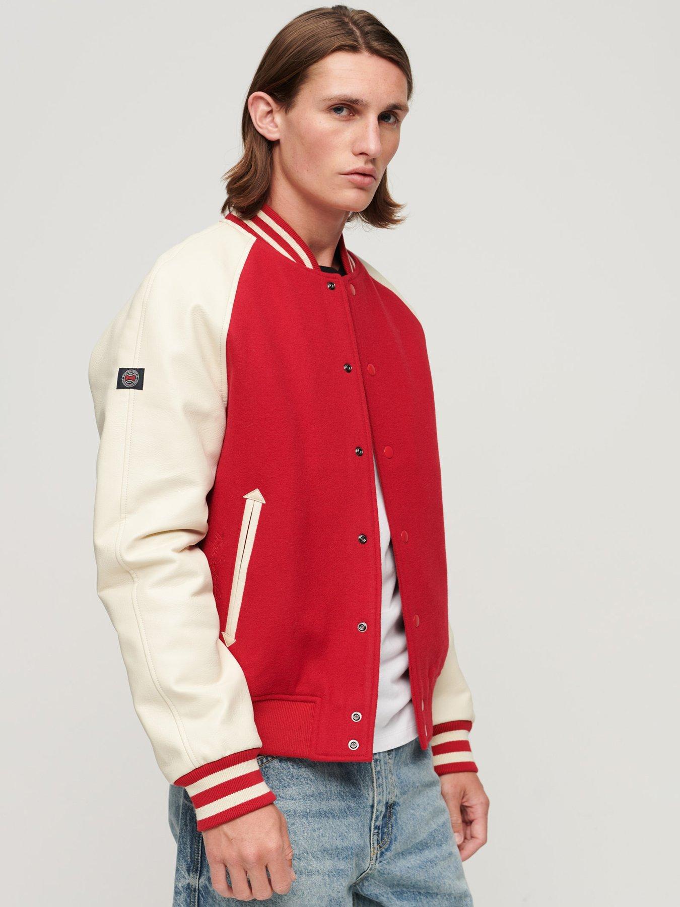 Superdry College Varsity Bomber Jacket Bright Red