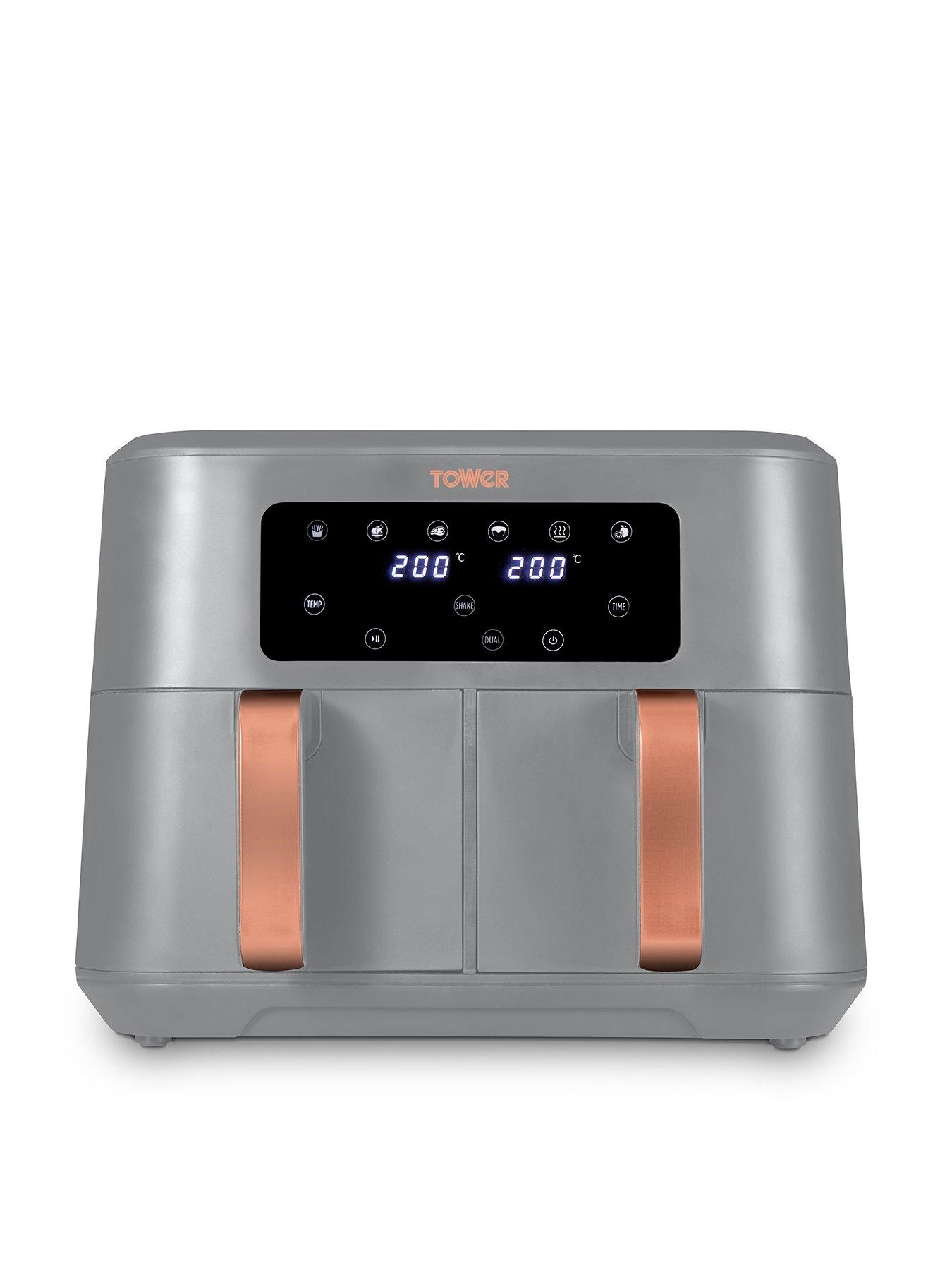 tower-t17137gry-vortx-dual-basket-air-fryer-with-two-425l-baskets-2400w-grey-amp-rose-gold