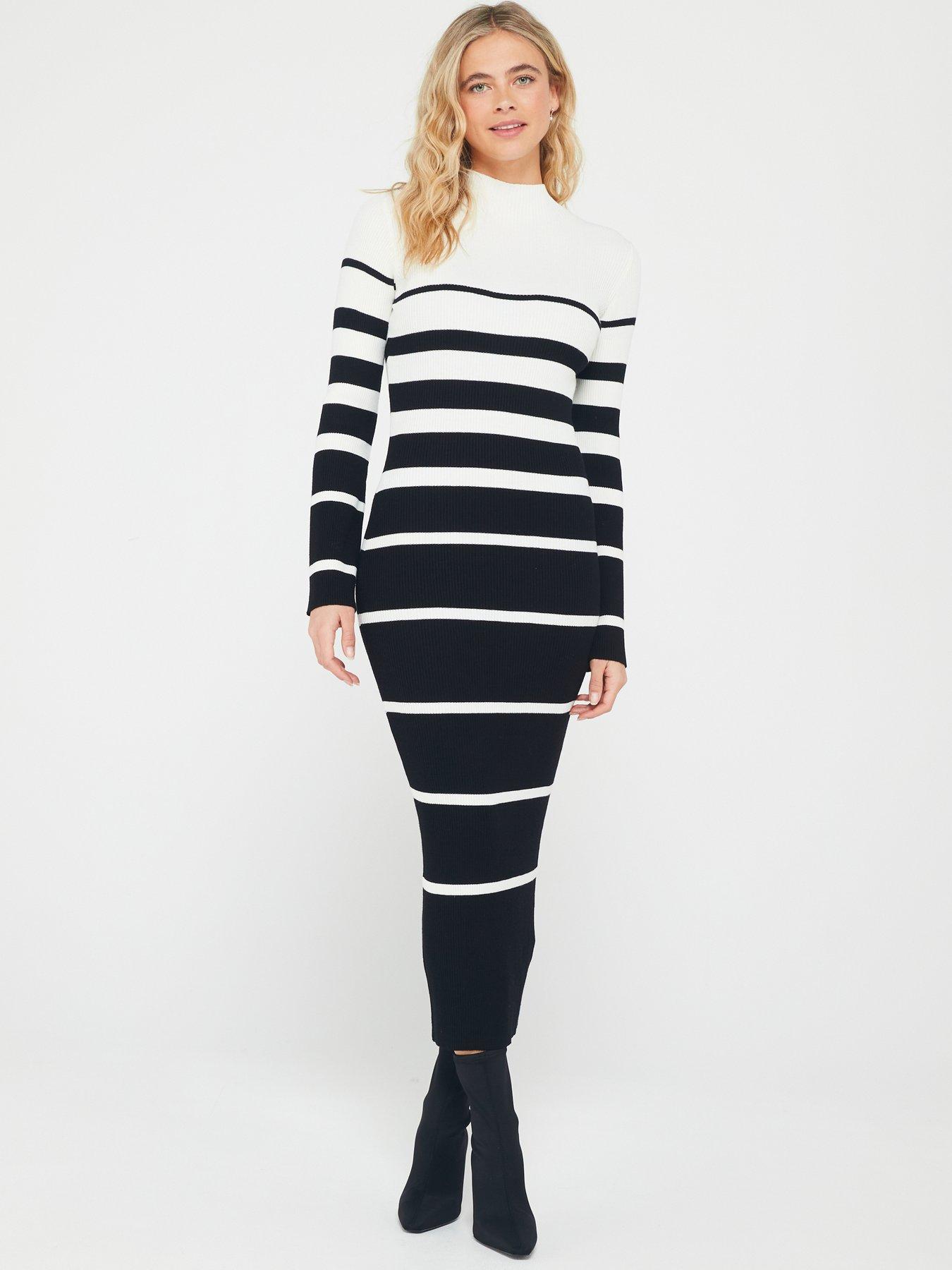 everyday-high-neck-stripe-knitted-midi-dress-black-and-ivorydetail