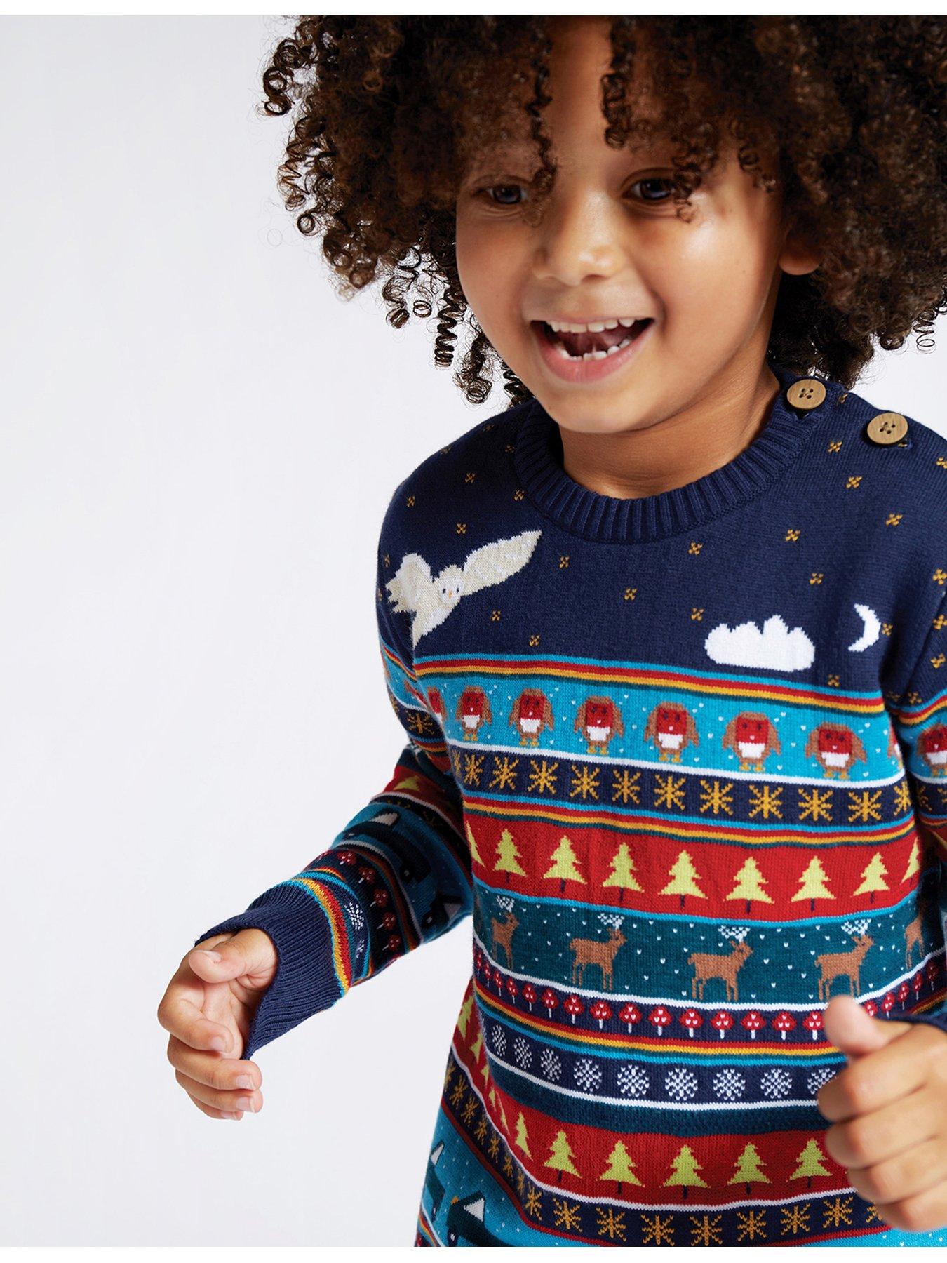 Boys Forest Fairisle Christmas Jumper Multi