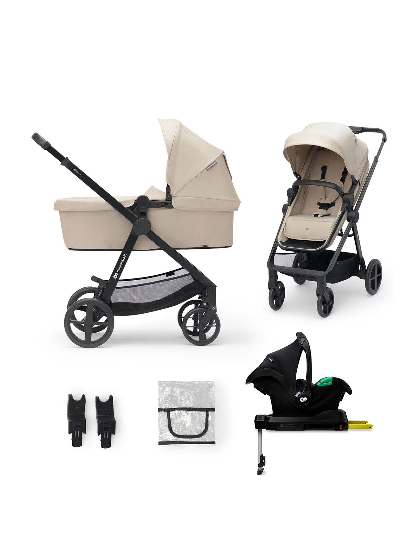 Kinderkraft 4-in-1 NEWLY Travel System (with MINK PRO i-size Car Seat and an ISOFIX Base) - Beige