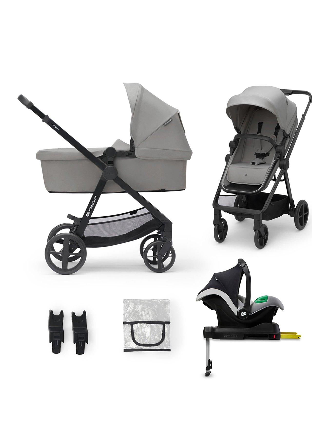 Kinderkraft NEWLY 4 in 1 Travel System with MINK PRO i size Car Seat and an ISOFIX base Grey Very Ireland