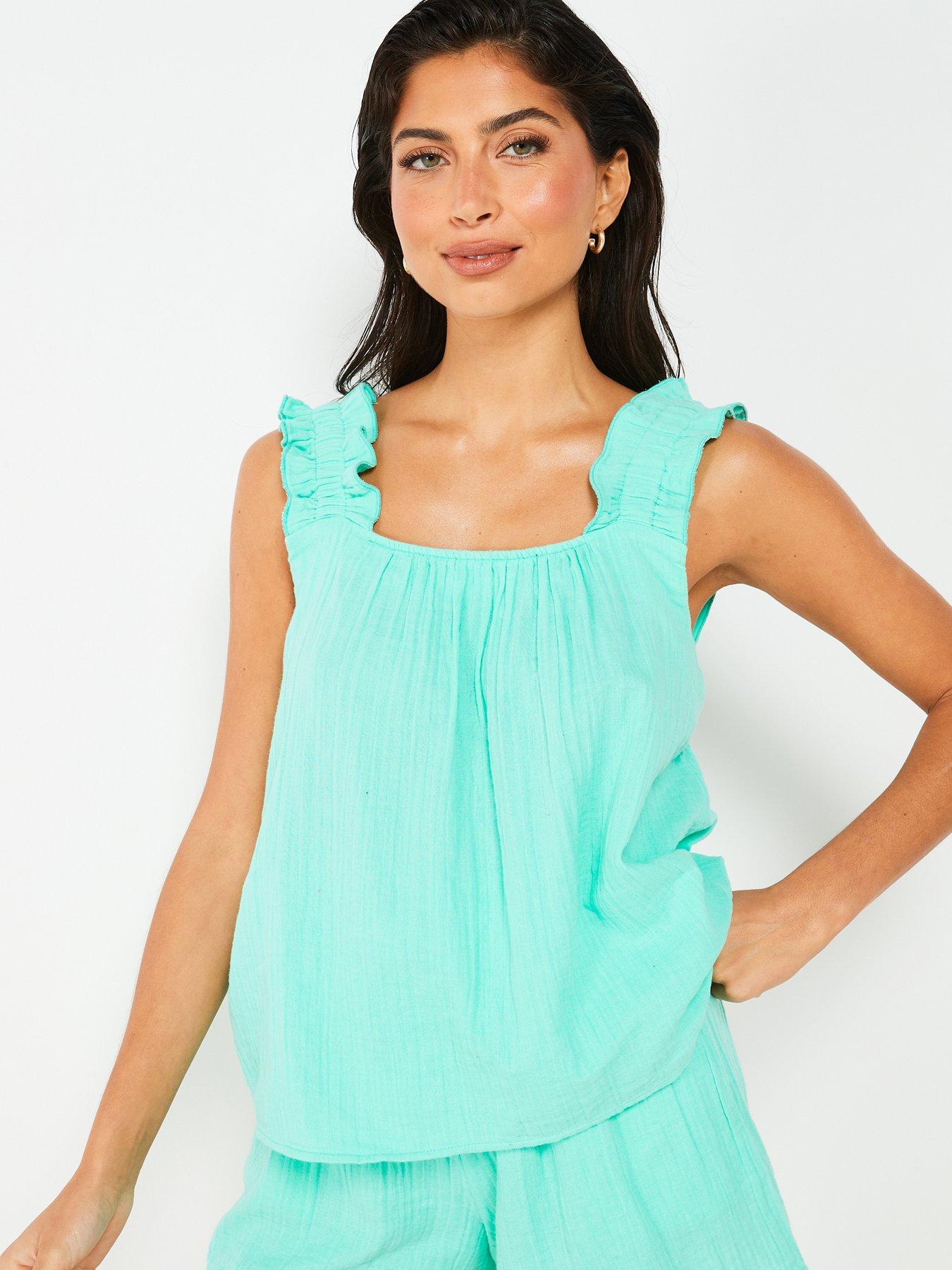 v-by-very-chunky-strap-co-ord-top-green