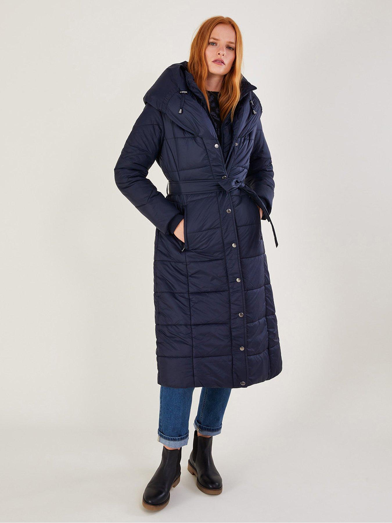 Buy Navy Blue Borg Lined Longline Hooded Padded Coat from Next Ireland