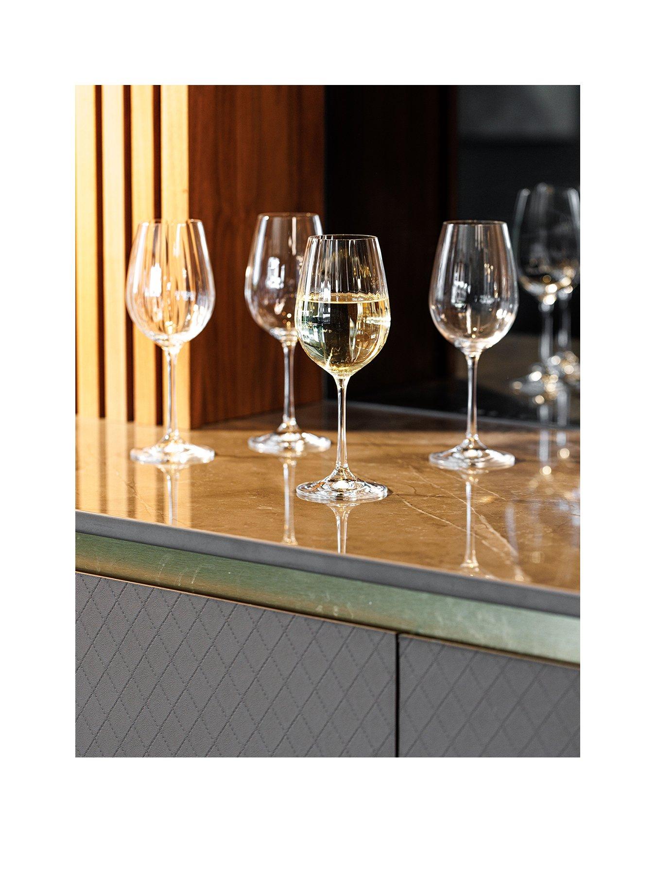 Image 1 of 4 of Mikasa Treviso Set of 4 Ridged Crystal White Wine Glasses