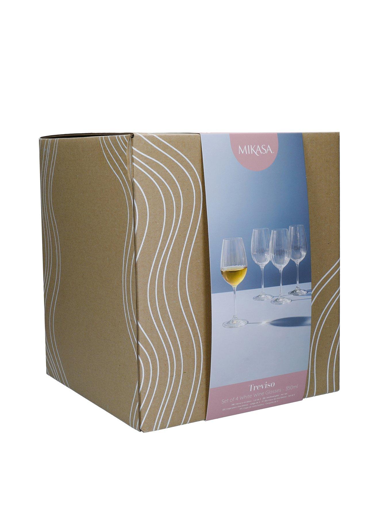 Image 3 of 4 of Mikasa Treviso Set of 4 Ridged Crystal White Wine Glasses