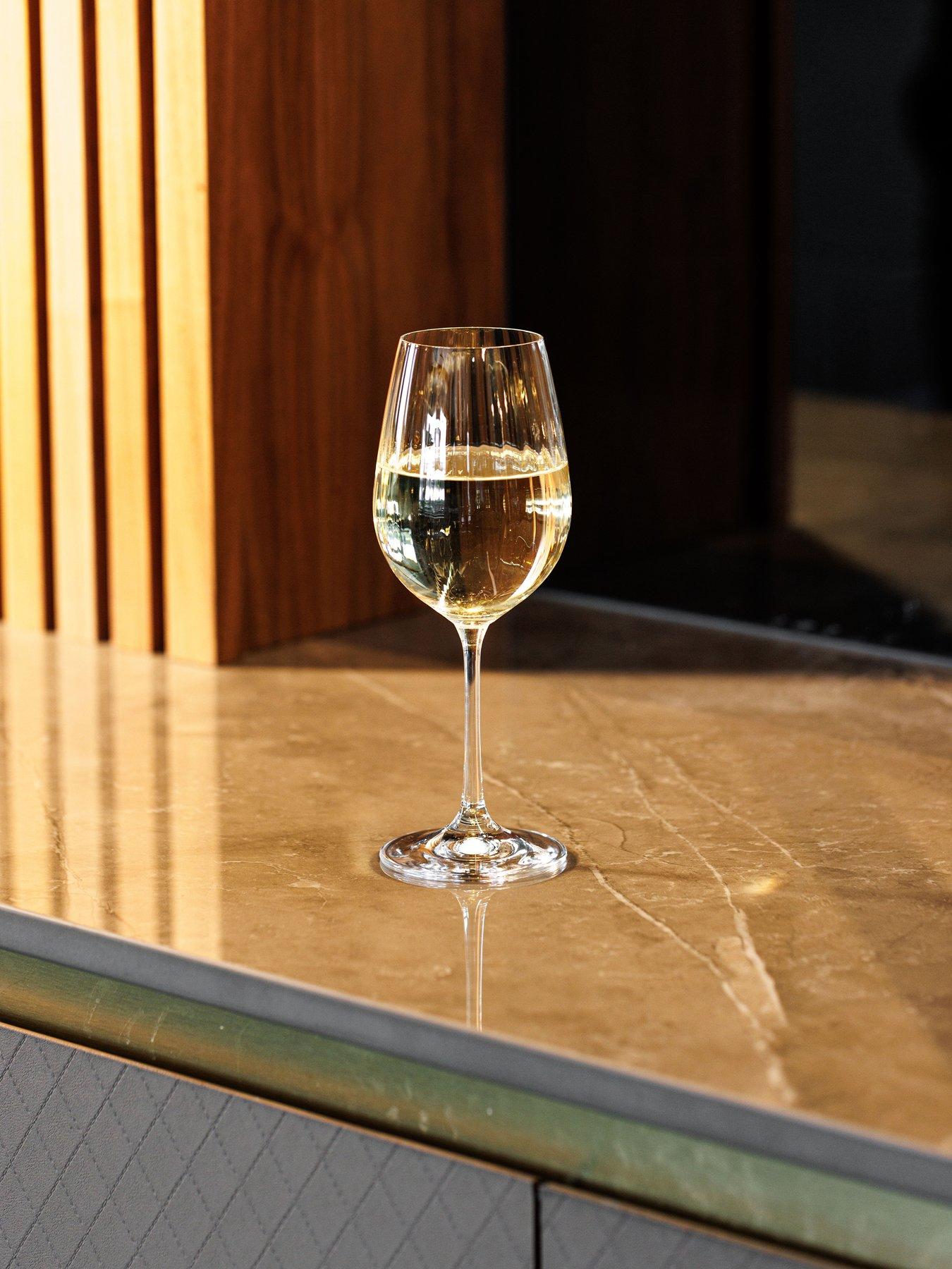 Image 4 of 4 of Mikasa Treviso Set of 4 Ridged Crystal White Wine Glasses