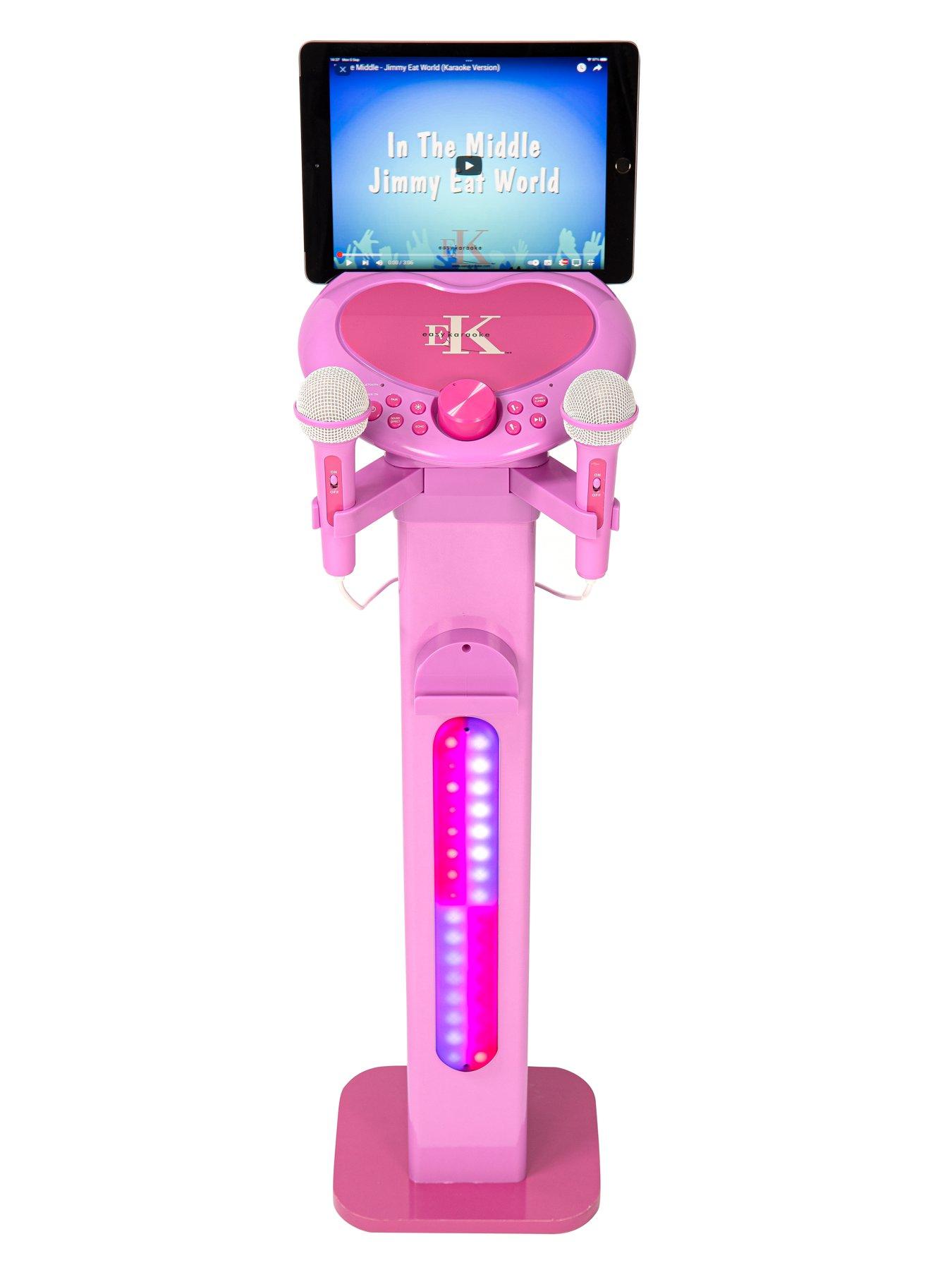 Image of Easy Karaoke Bluetooth Kids Singalong Pedestal Karaoke Machine Pink