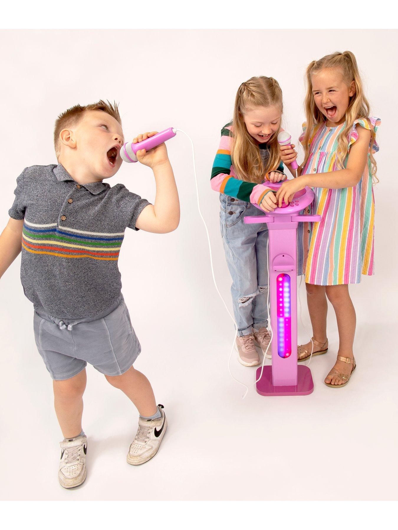 Image 5 of 7 of Easy Karaoke Bluetooth Kids Singalong Pedestal Karaoke Machine Pink