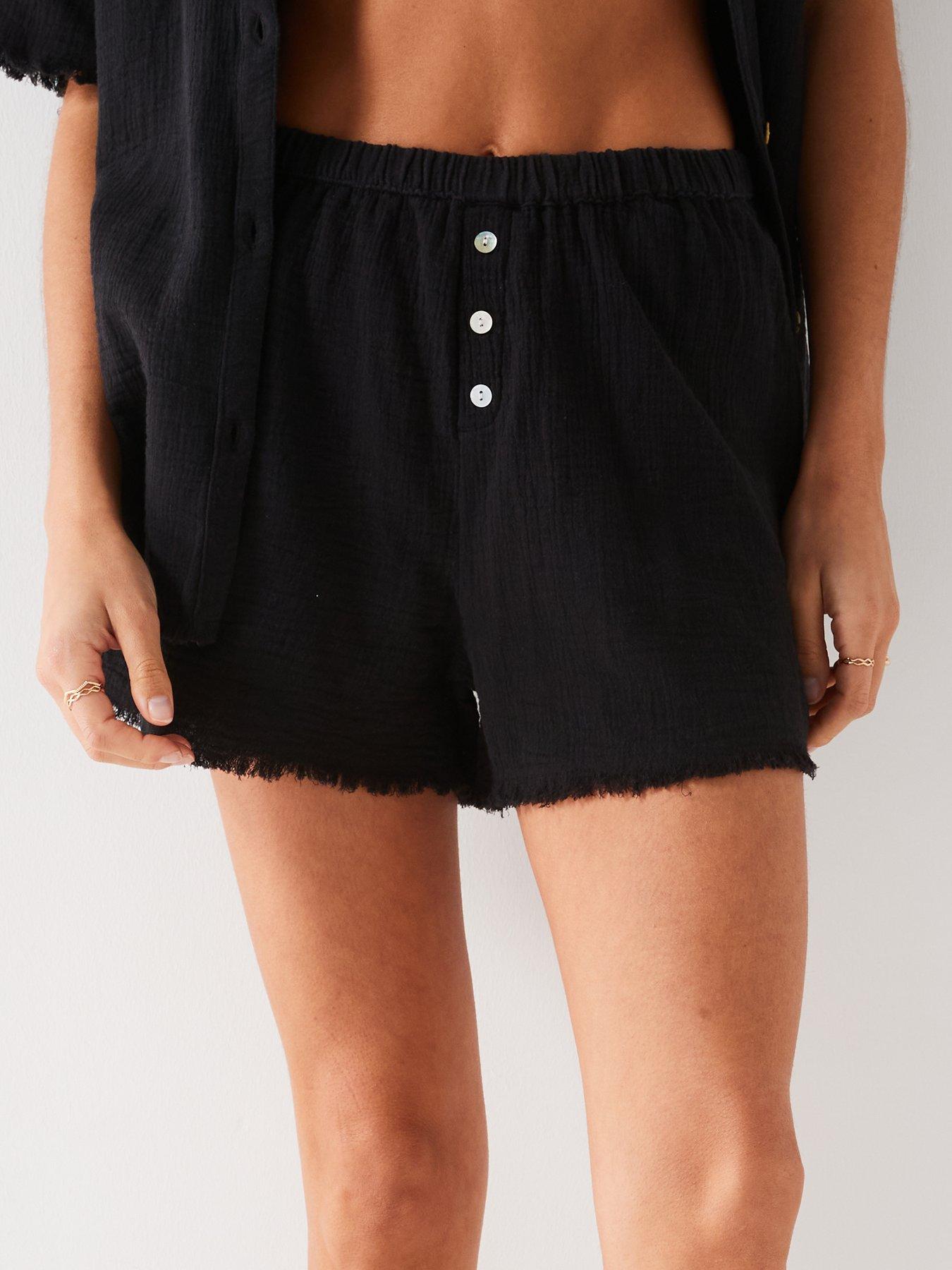 v-by-very-frayed-hemnbspbeach-shorts-blackdetail