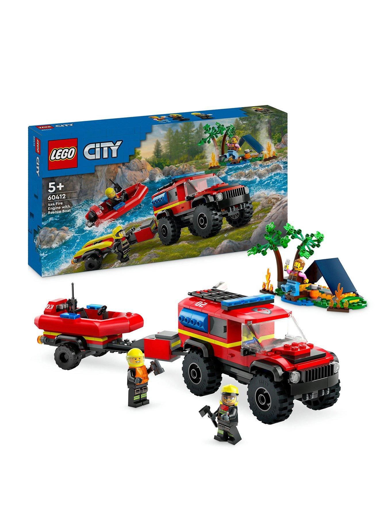 Image of LEGO City 4x4 Fire Engine with Rescue Boat Toy 60412