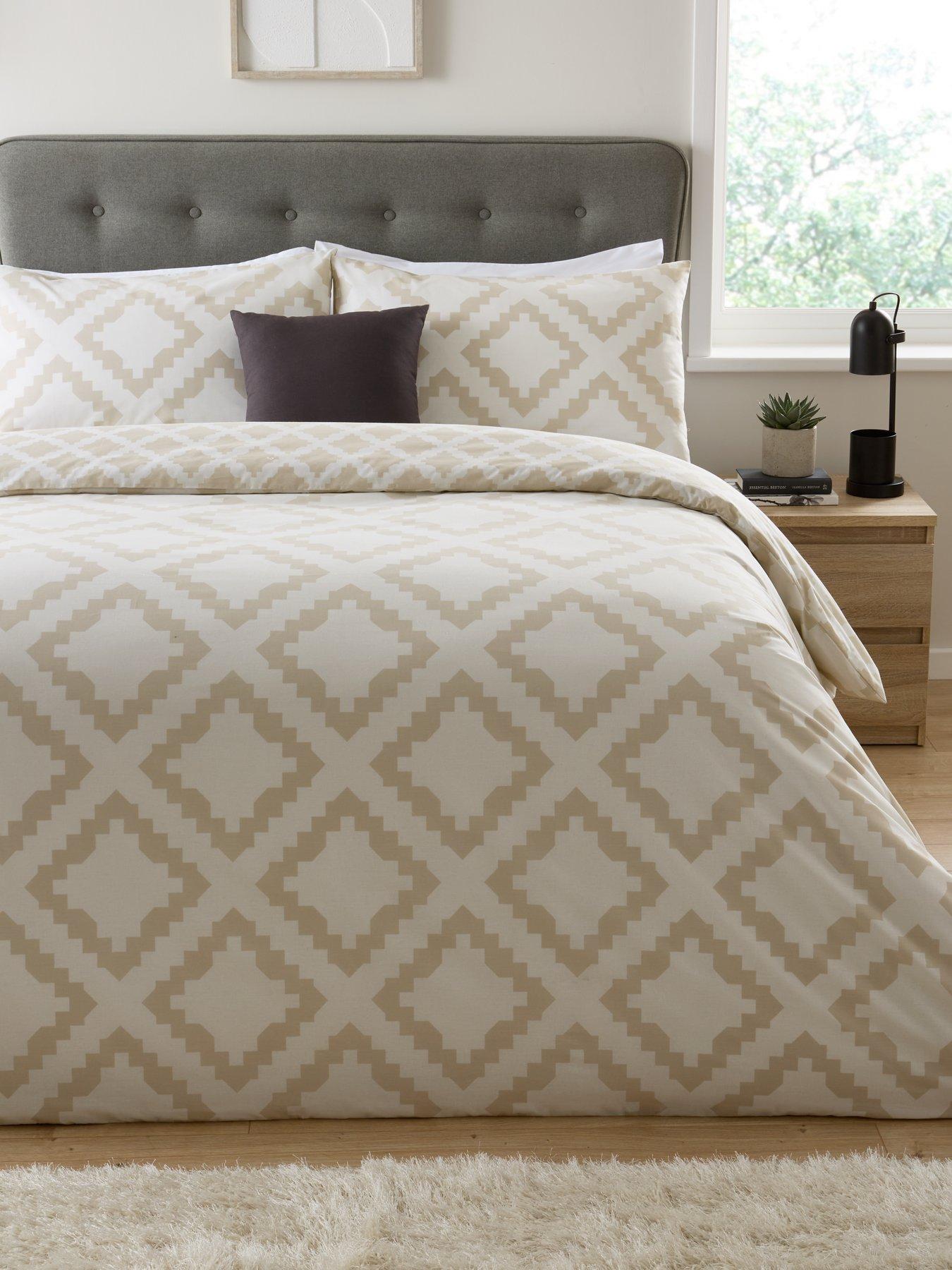 Very Home Kamina Geo Duvet Cover Set - Natural/White