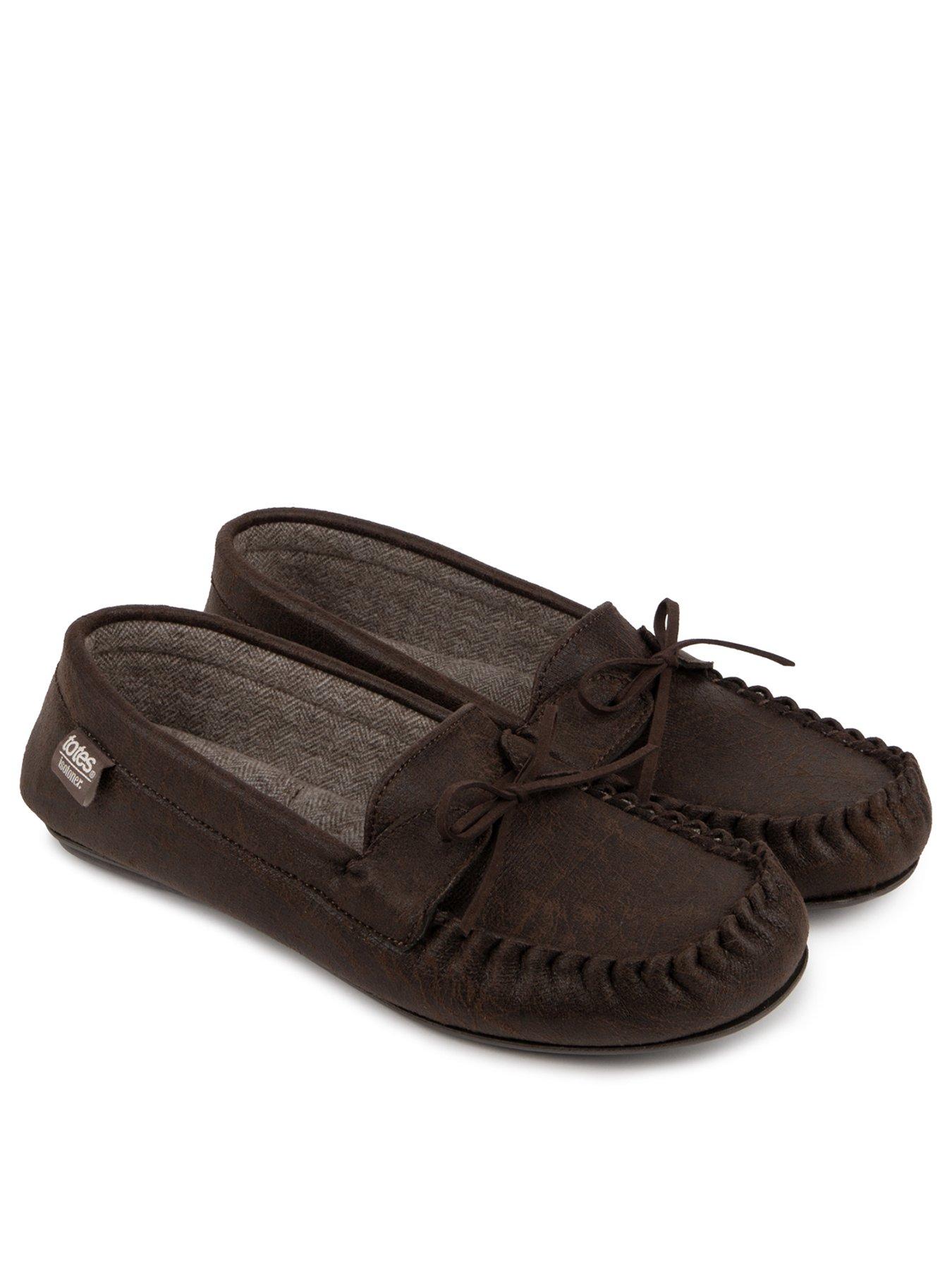 Image of TOTES Distressed Moccasin Slipper - Brown