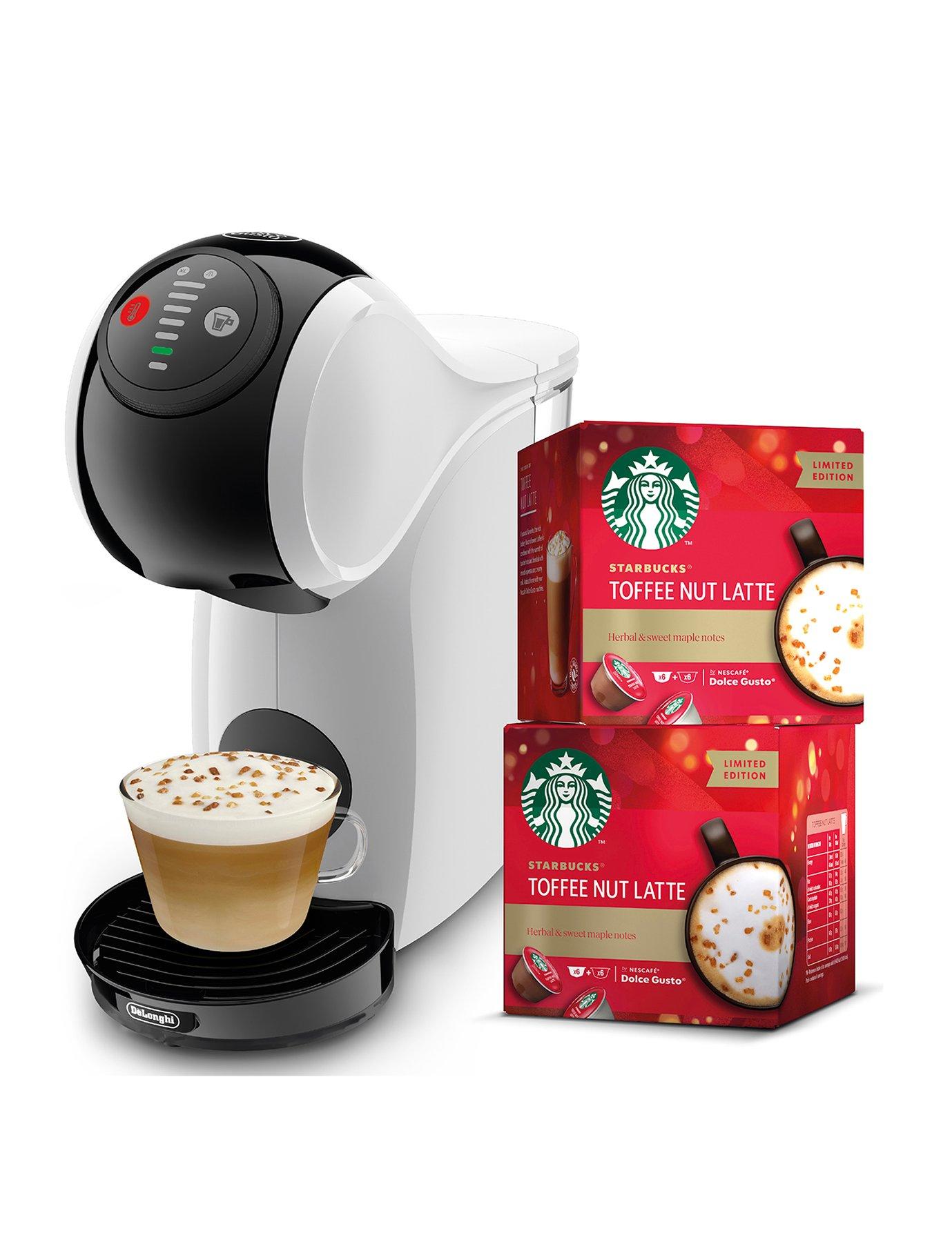 Nescafe Dolce Gusto White Genio S Pod Coffee Machine by Delonghi -  Starbucks Toffee Nut Latte Bundle