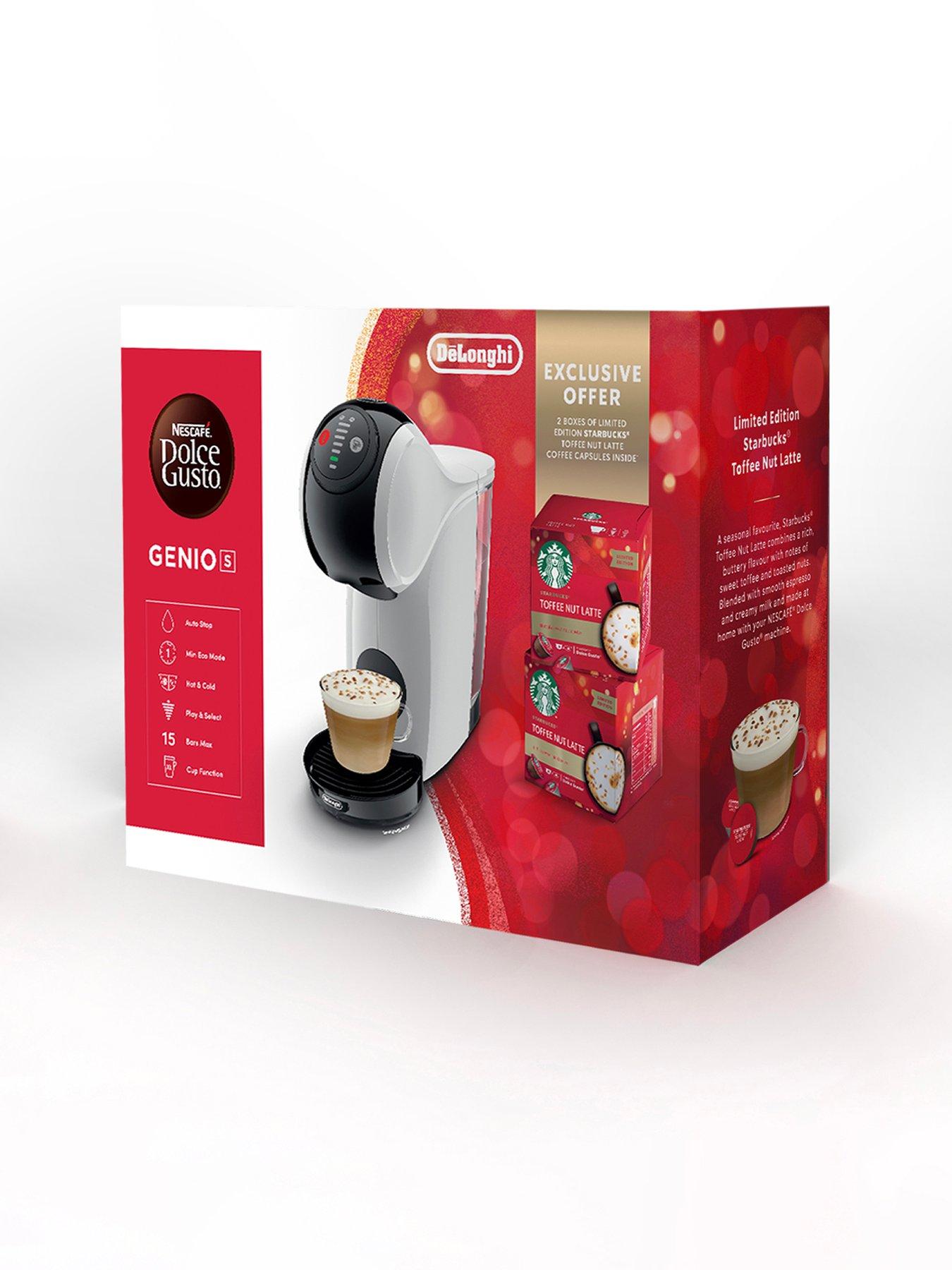 Nescafe Dolce Gusto White Genio S Pod Coffee Machine by Delonghi - Starbucks  Toffee Nut Latte Bundle