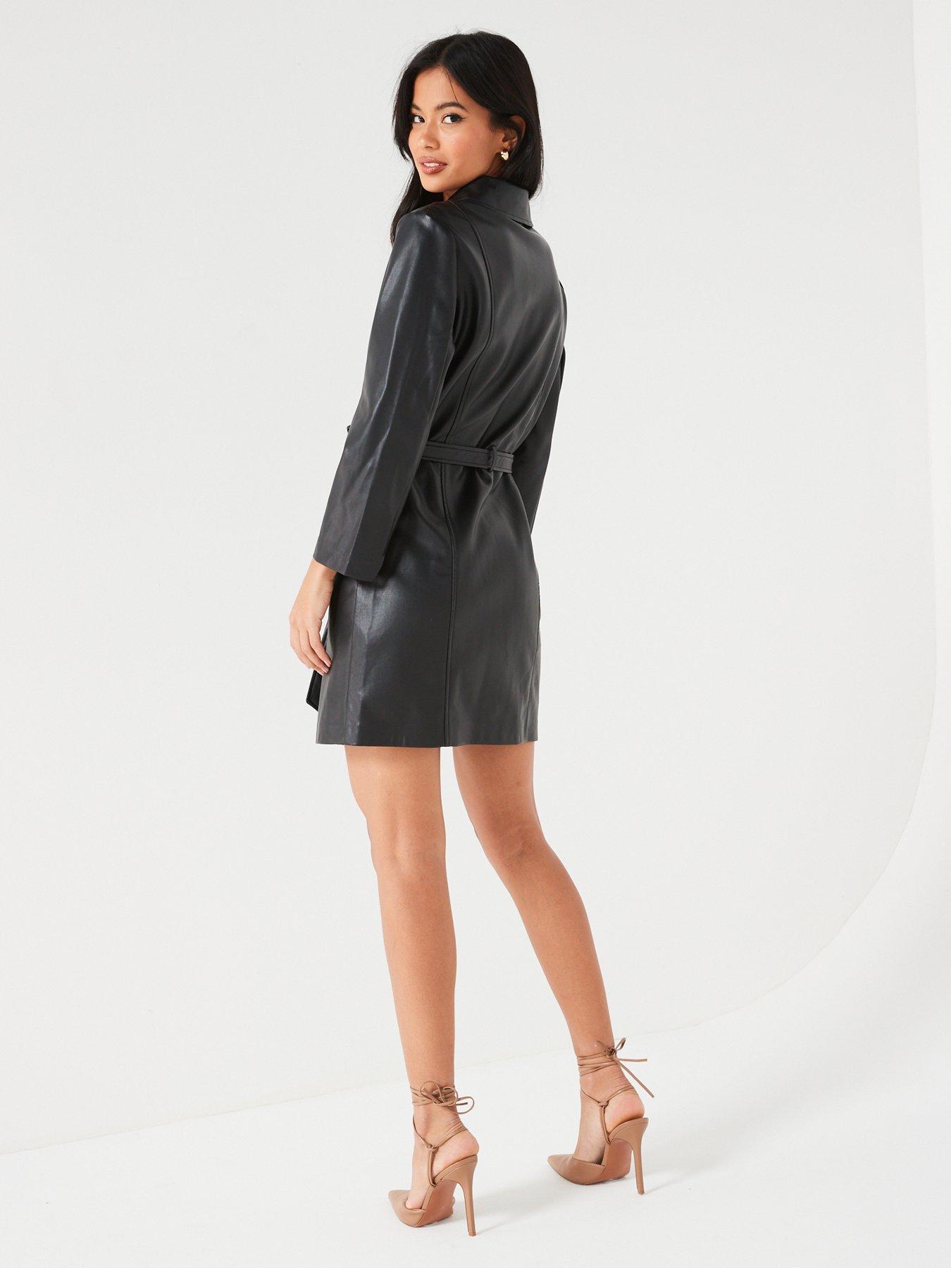 vila-odina-button-down-coated-dress-blackstillFront