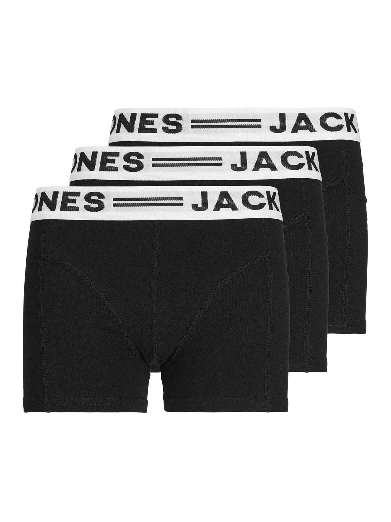 Jack & Jones Junior Boys Sense Trunks (3 Pack) - Black/White