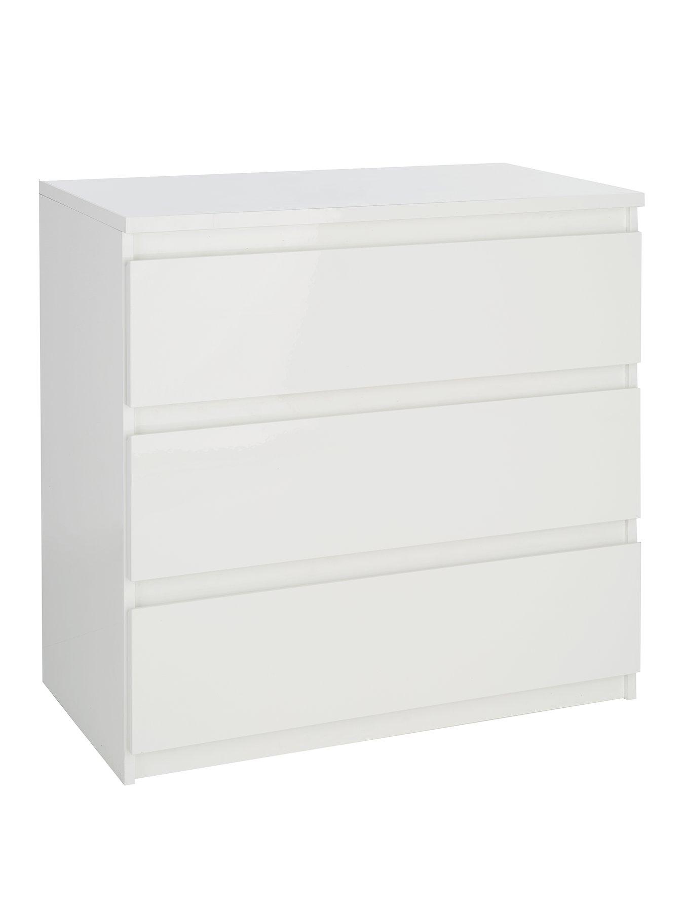 Image 3 of 6 of Very Home Layton Gloss 3 Drawer Chest&nbsp;- White - FSC&reg; Certified