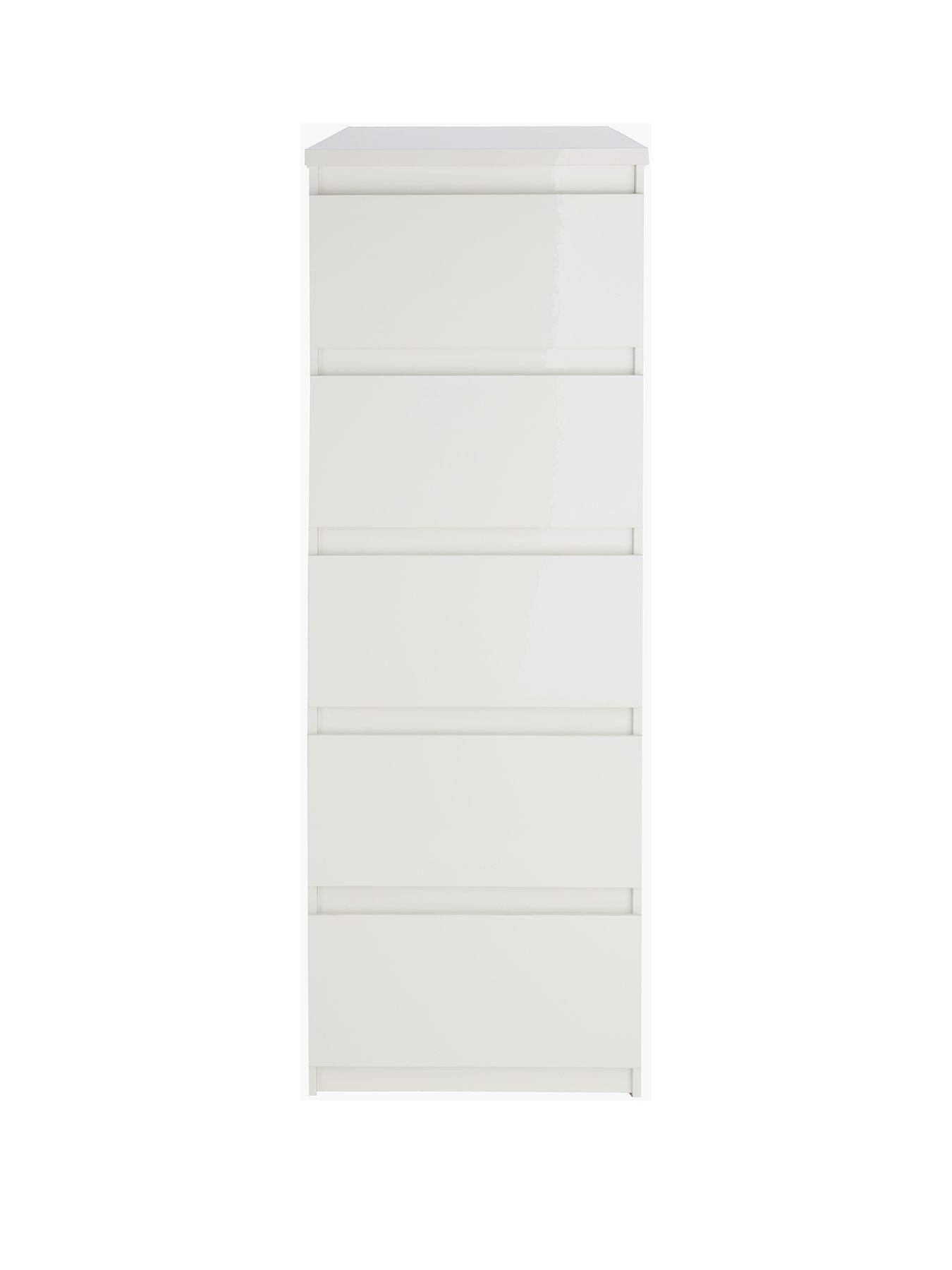 very-home-layton-gloss-5-drawer-narrow-chest-white-fscreg-certifiedstillFront