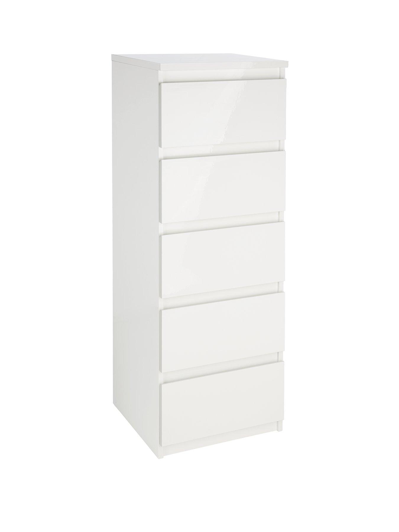 very-home-layton-gloss-5-drawer-narrow-chest-white-fscreg-certifiedback