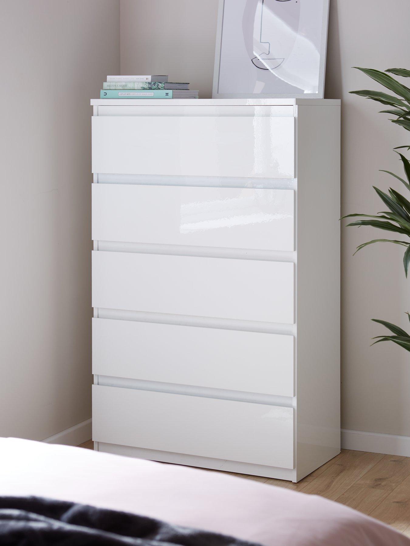 Very Home Layton Gloss 5 Drawer Chest - White - FSC® Certified