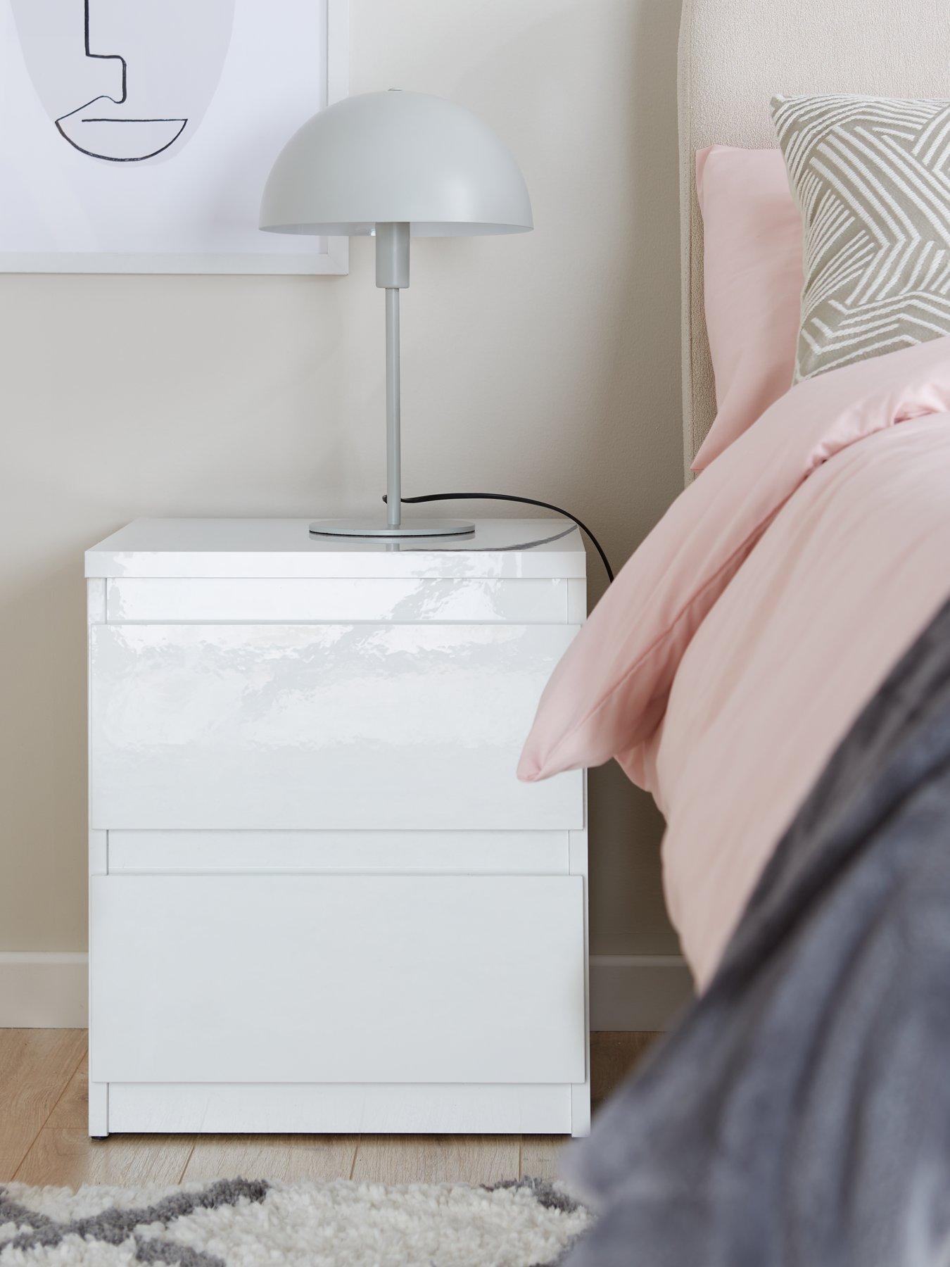 The Very Collection Layton Gloss 2 Drawer Bedside - White - FSC® Certified