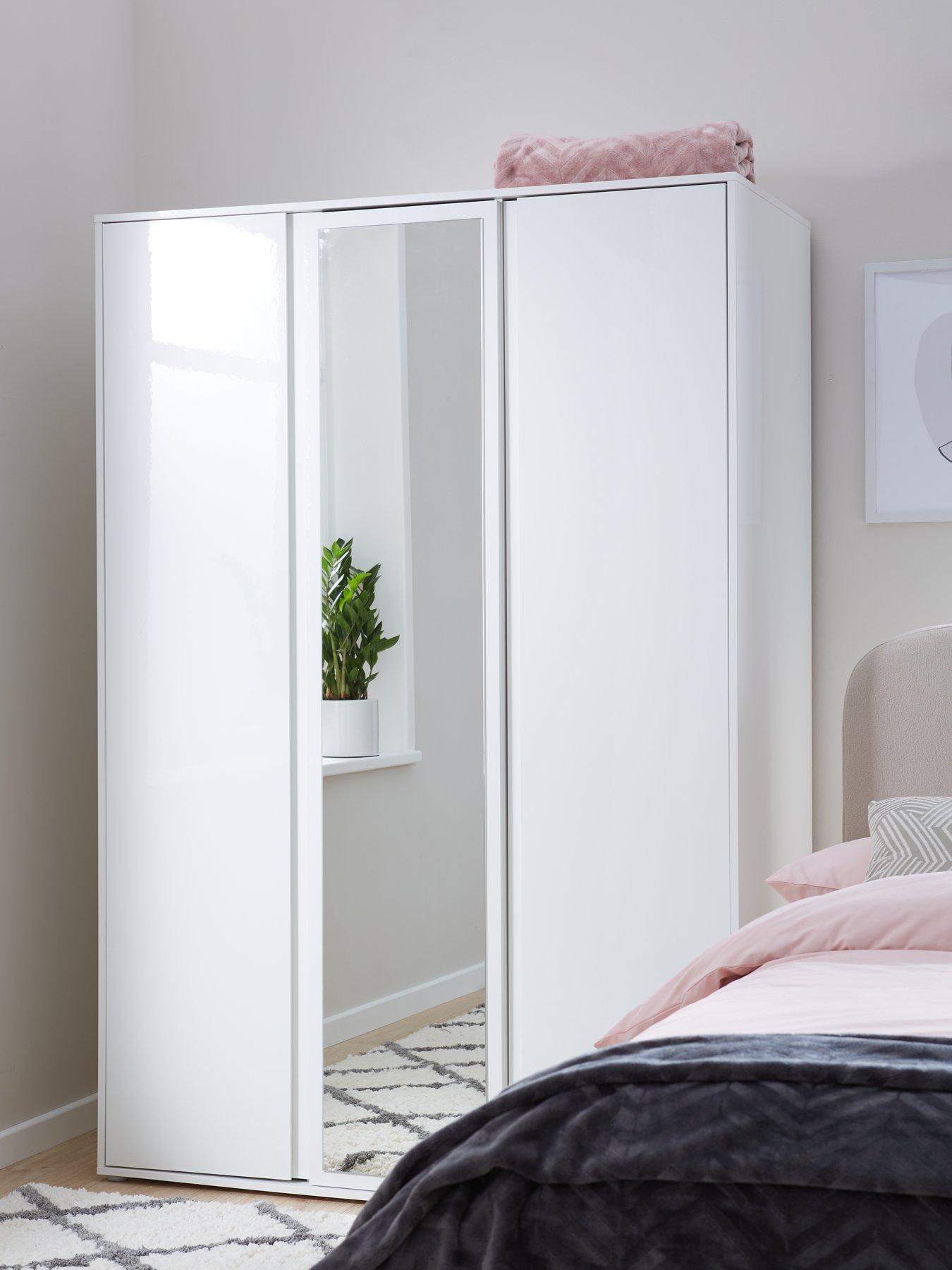The Very Collection Layton Gloss 3 Door Mirrored Wardrobe - White - FSC® Certified