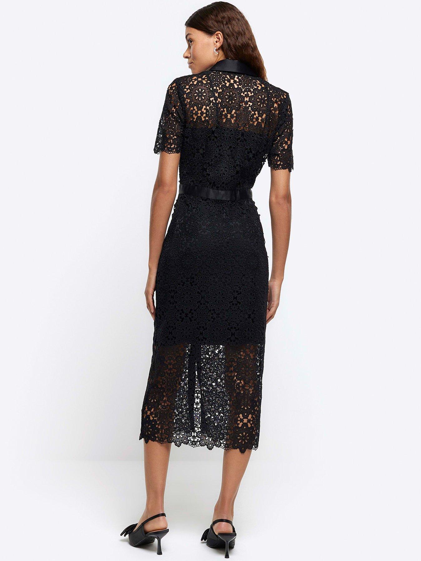 River island sale black lace dress