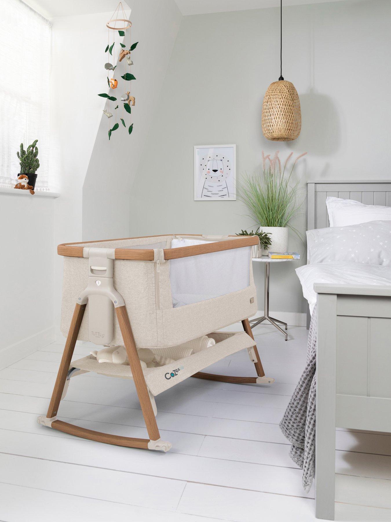 Tutti Bambini CoZee Air Bedside Crib - Scandinavian Walnut/Ecru