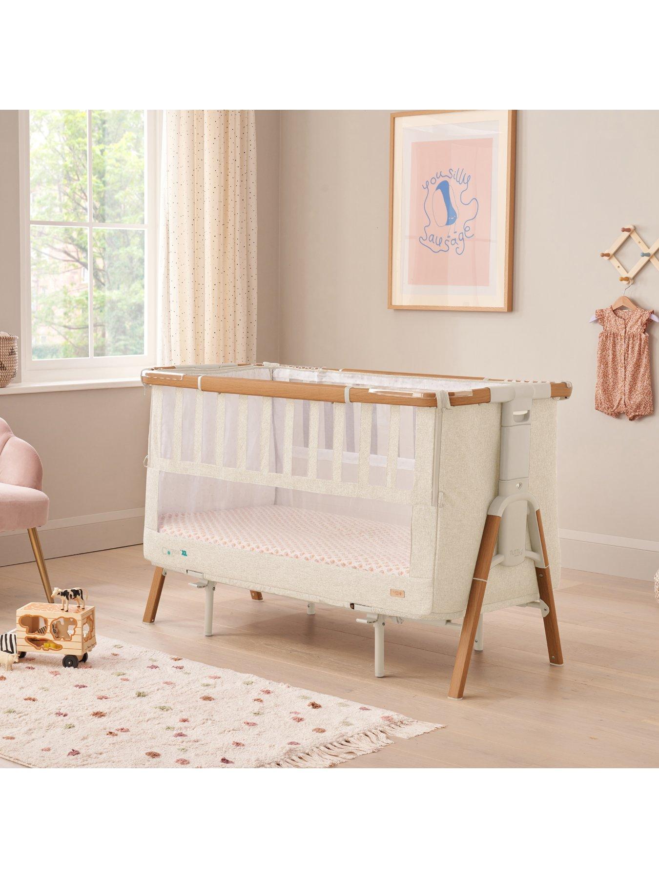 Image of Tutti Bambini Cozee XL Bedside Crib & Cot - Scandinavian Walnut/Ecru