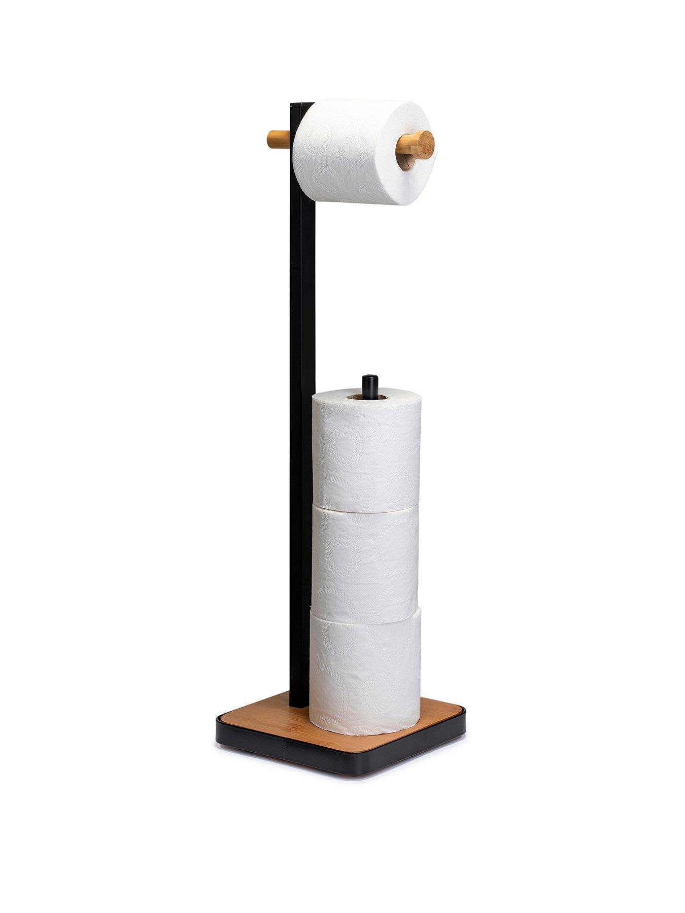 Image 2 of 4 of Croydex Black/Bamboo Freestanding Toilet Paper Holder