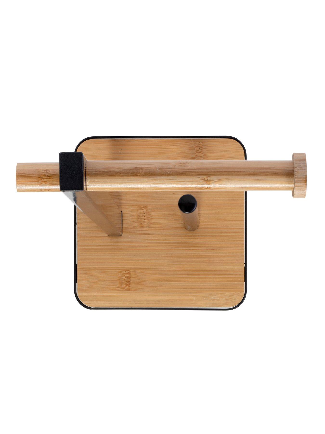 Image 4 of 4 of Croydex Black/Bamboo Freestanding Toilet Paper Holder