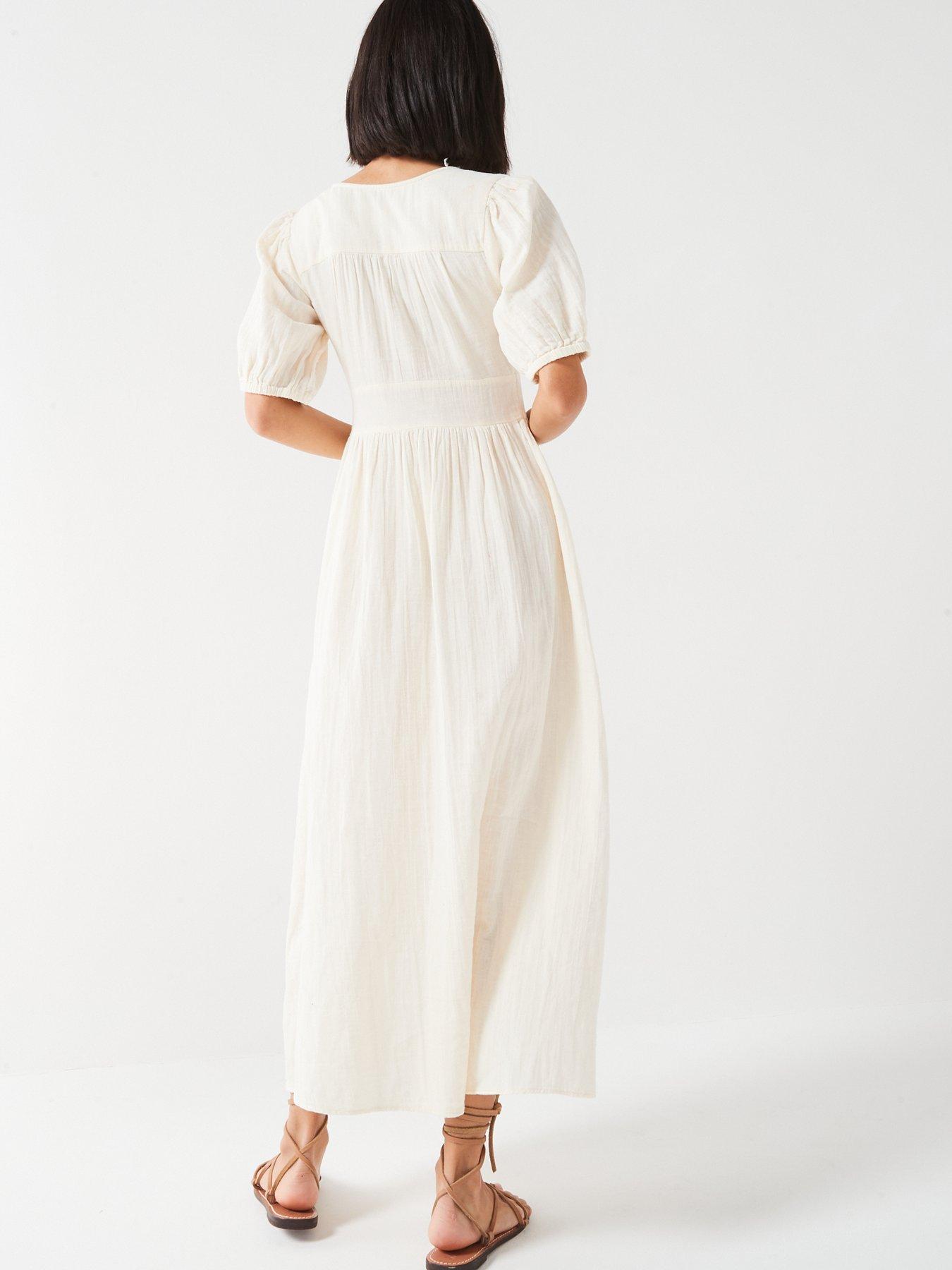 v-by-very-puff-sleeve-seersucker-button-up-midaxi-dress-whitestillFront