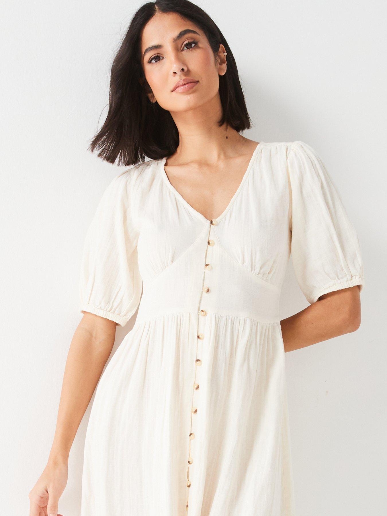 v-by-very-puff-sleeve-seersucker-button-up-midaxi-dress-whiteoutfit